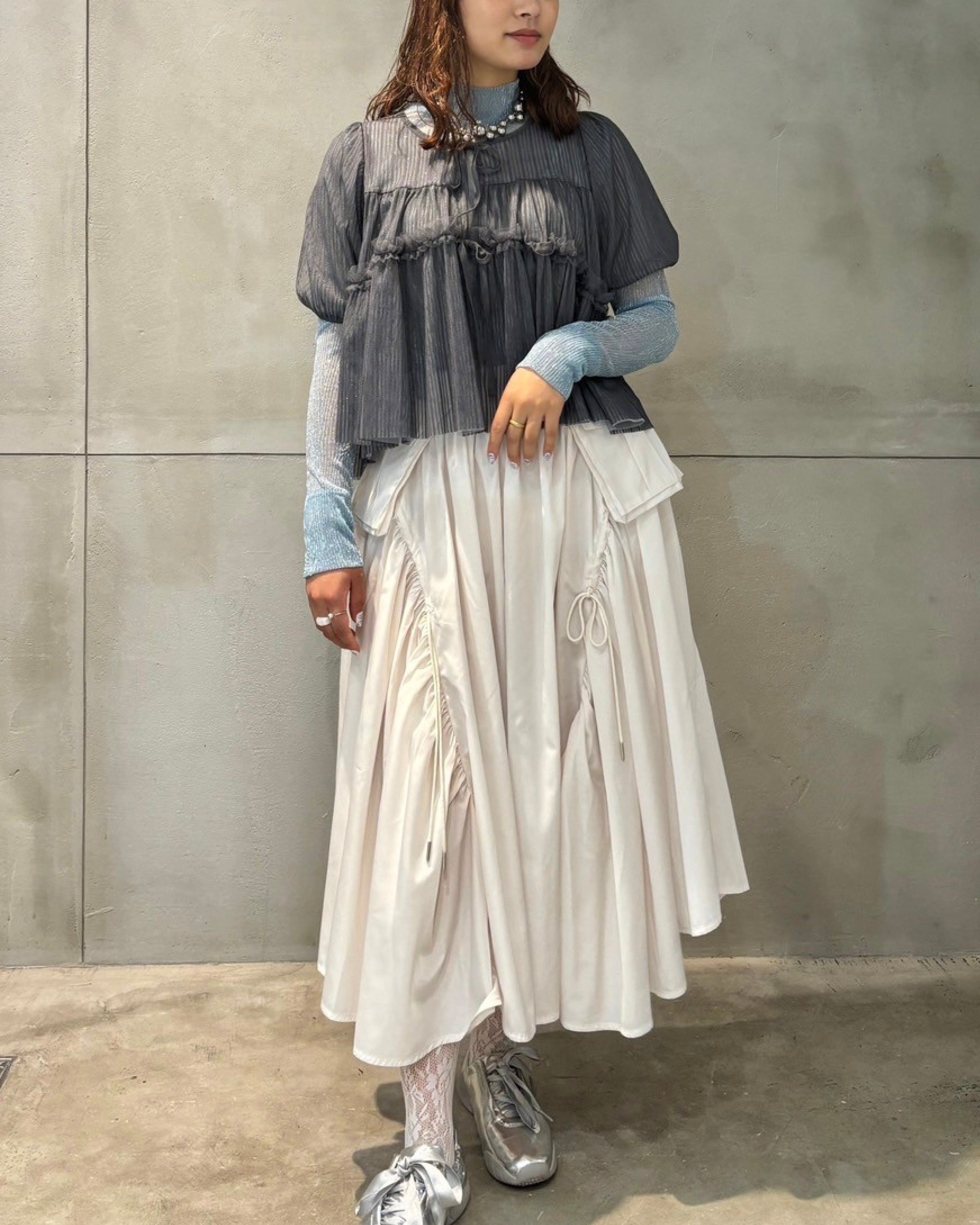 PUFF TIED BOLERO (STRIPE GRAY)