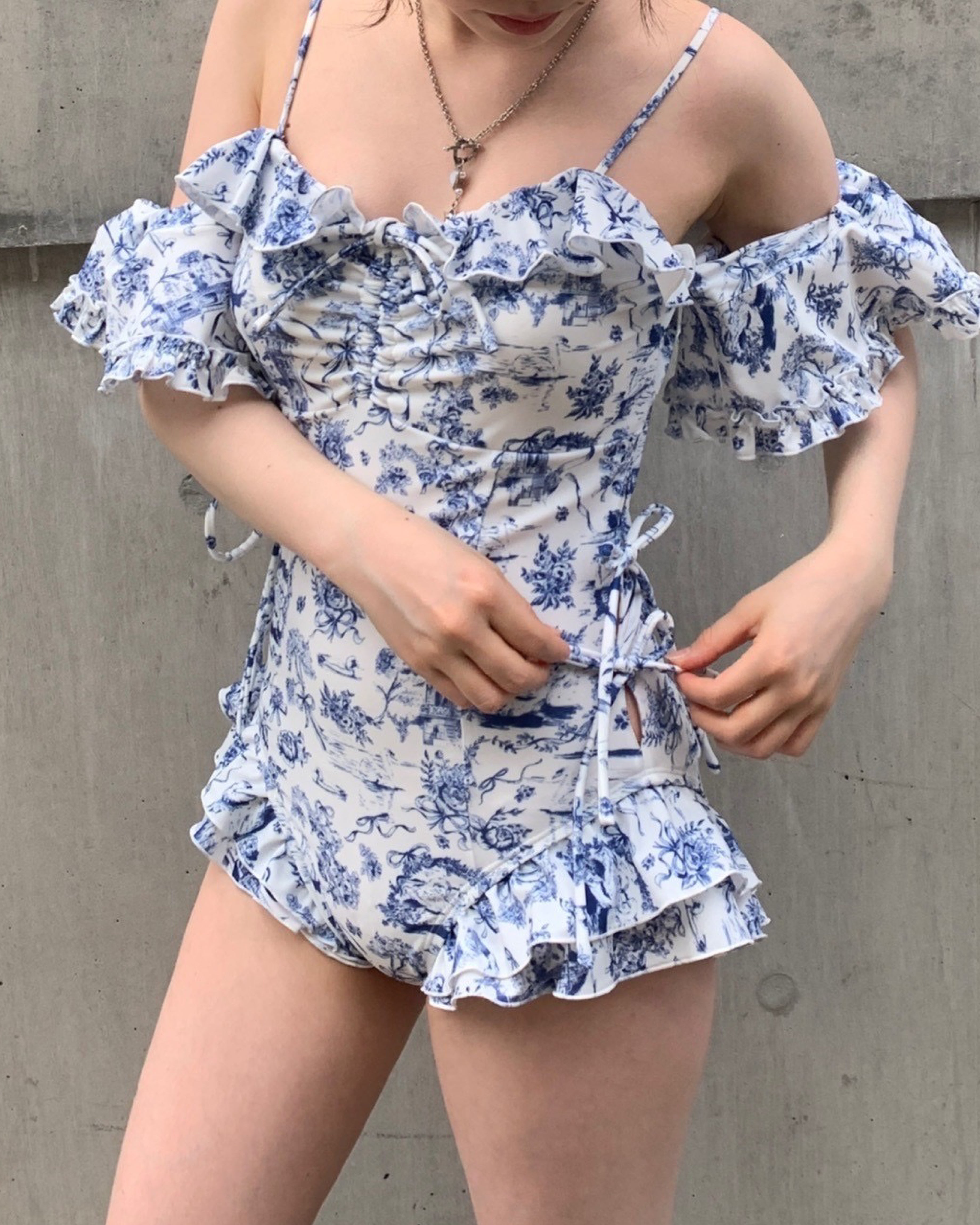 Toile de Jouy swim leotard