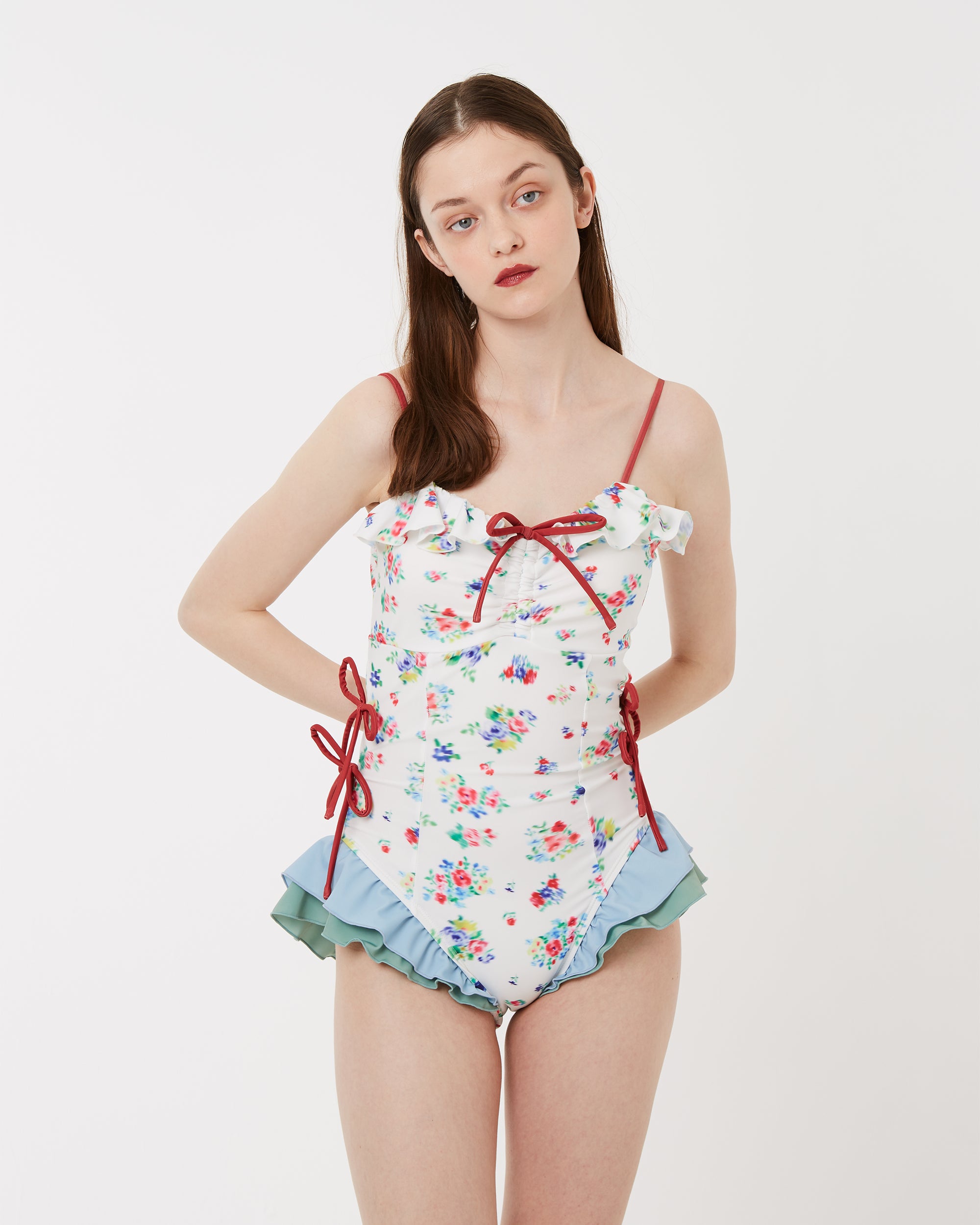 Ribbon cami swim leotard