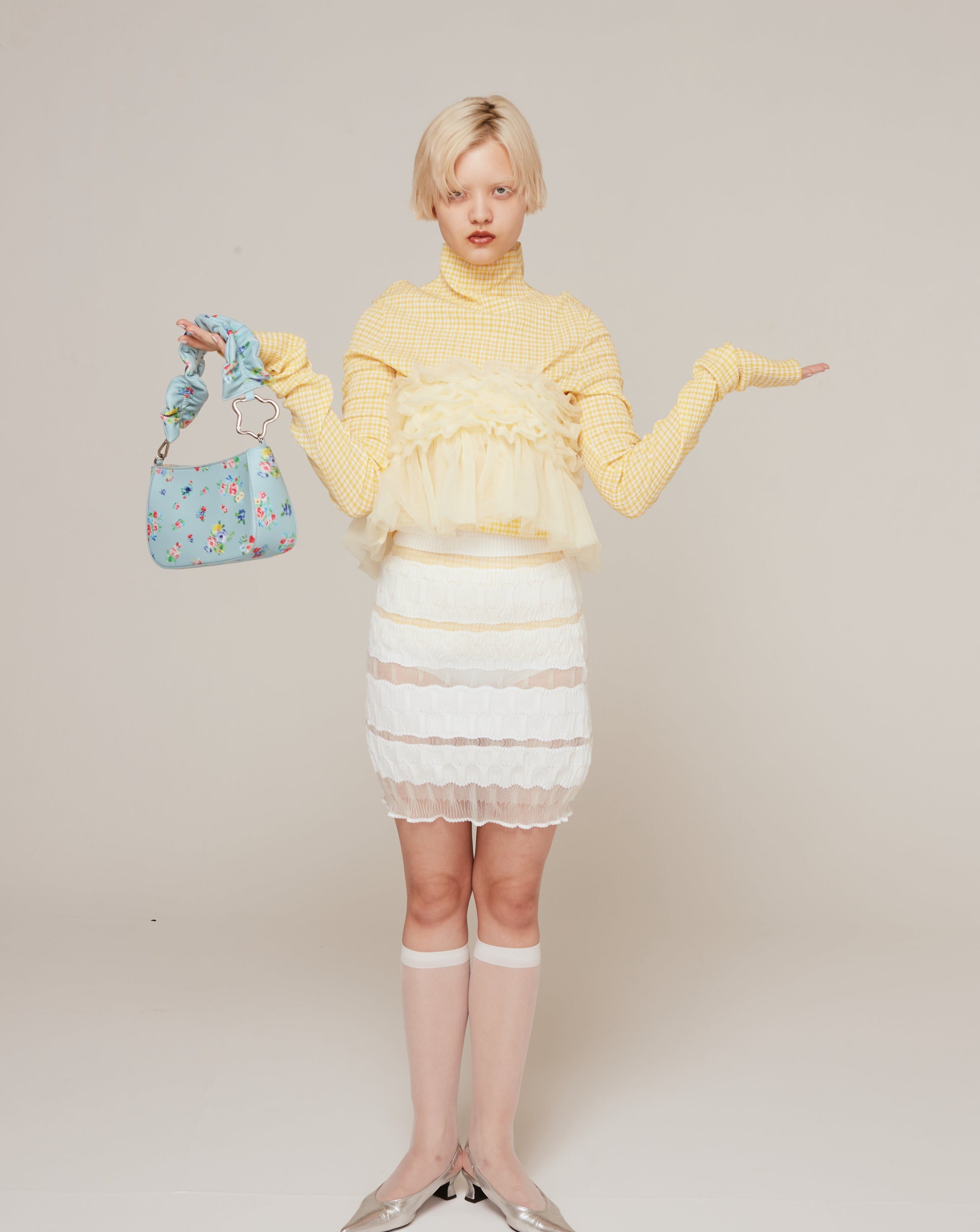 <b>Nadia Wire</b><br>Mini Bubble Skirt / White