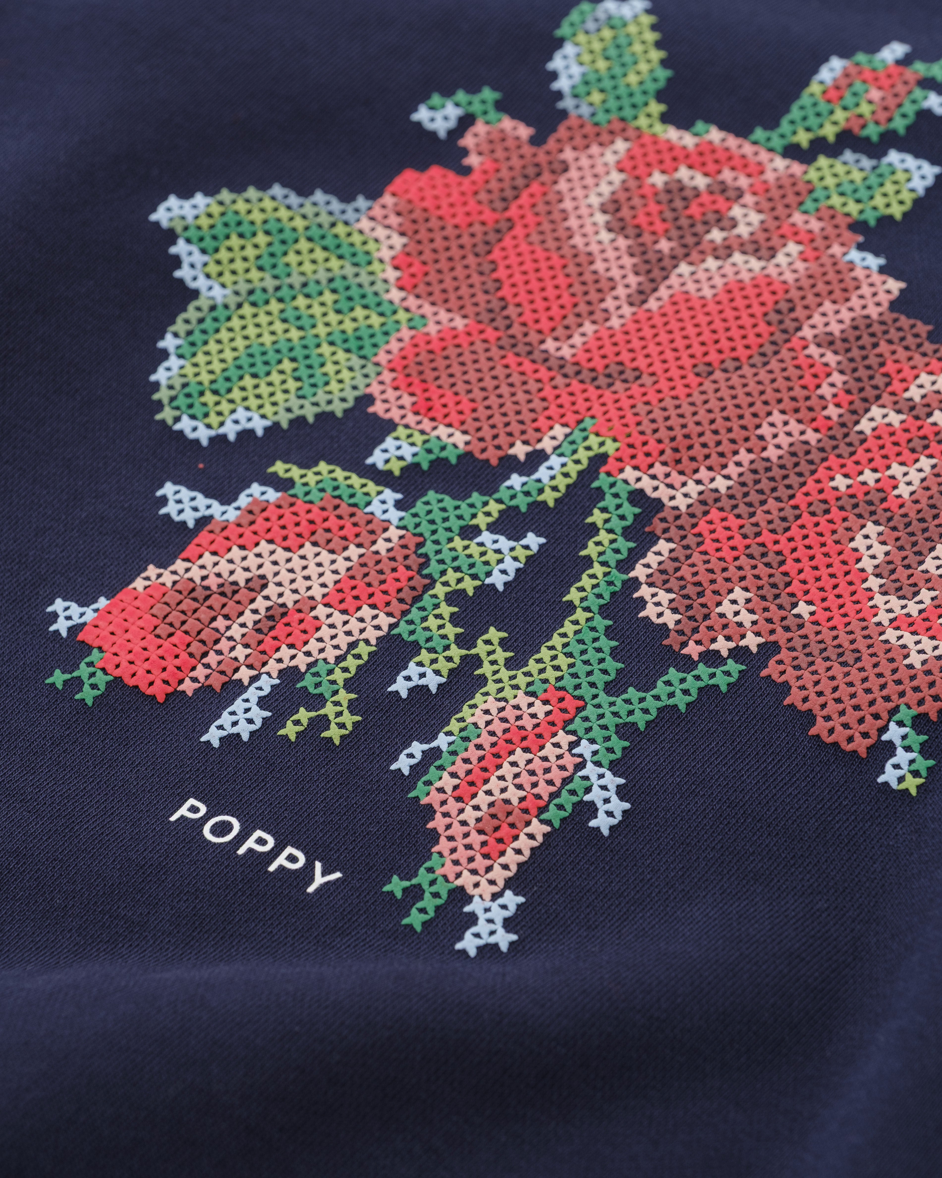 Flower cross-stitch print sweatshirt