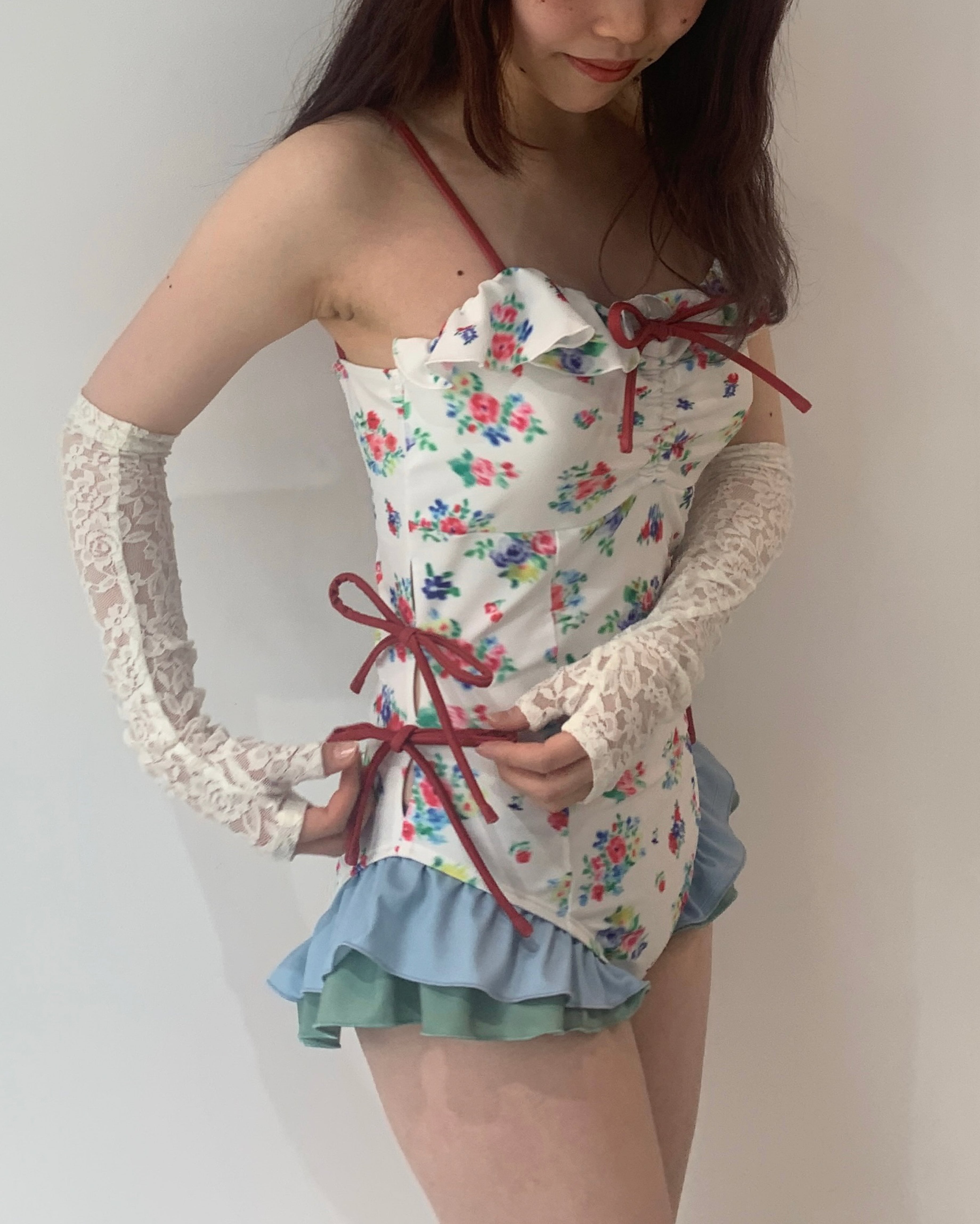 Ribbon cami swim leotard