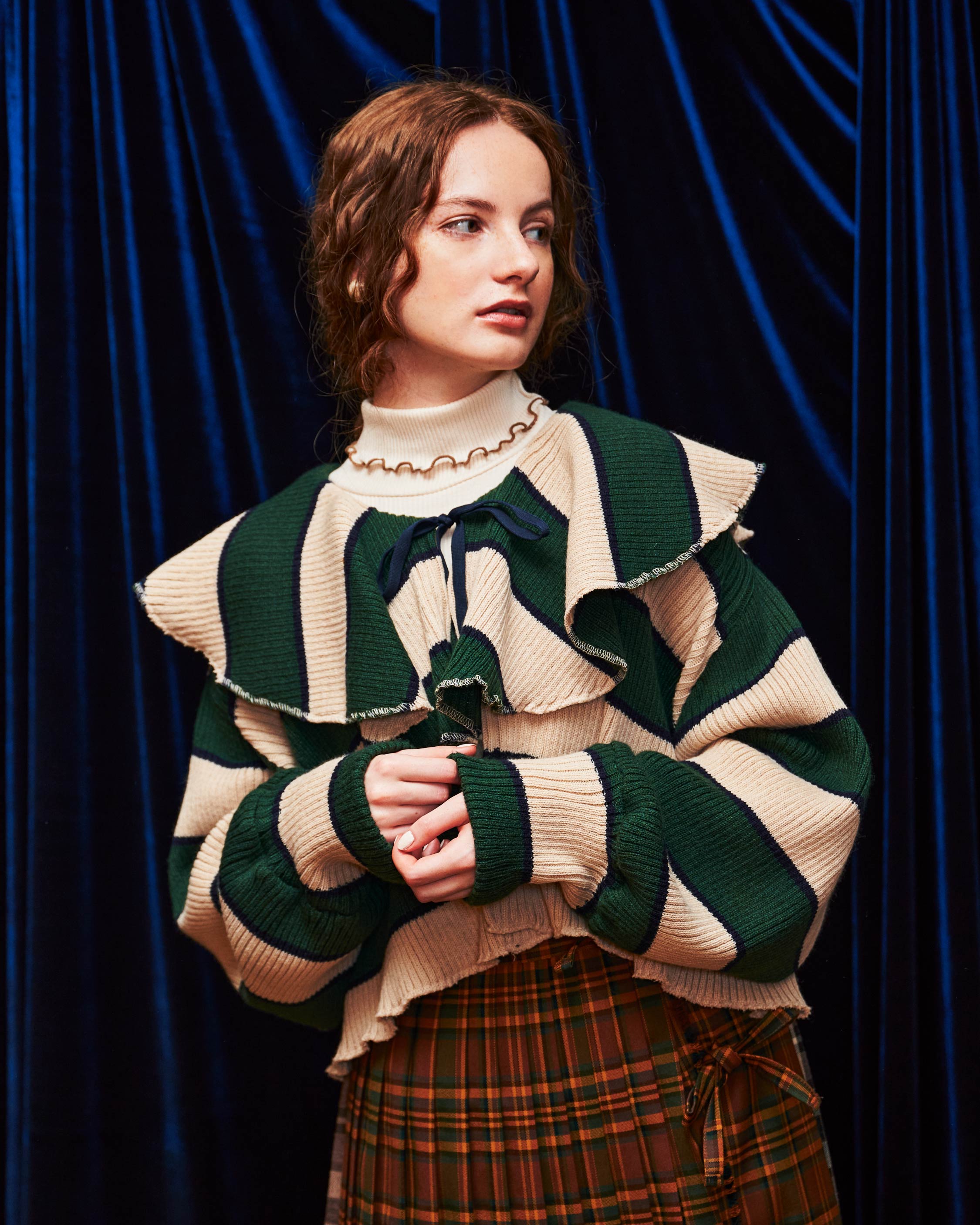 Border knit cardigan (Green) – POPPY