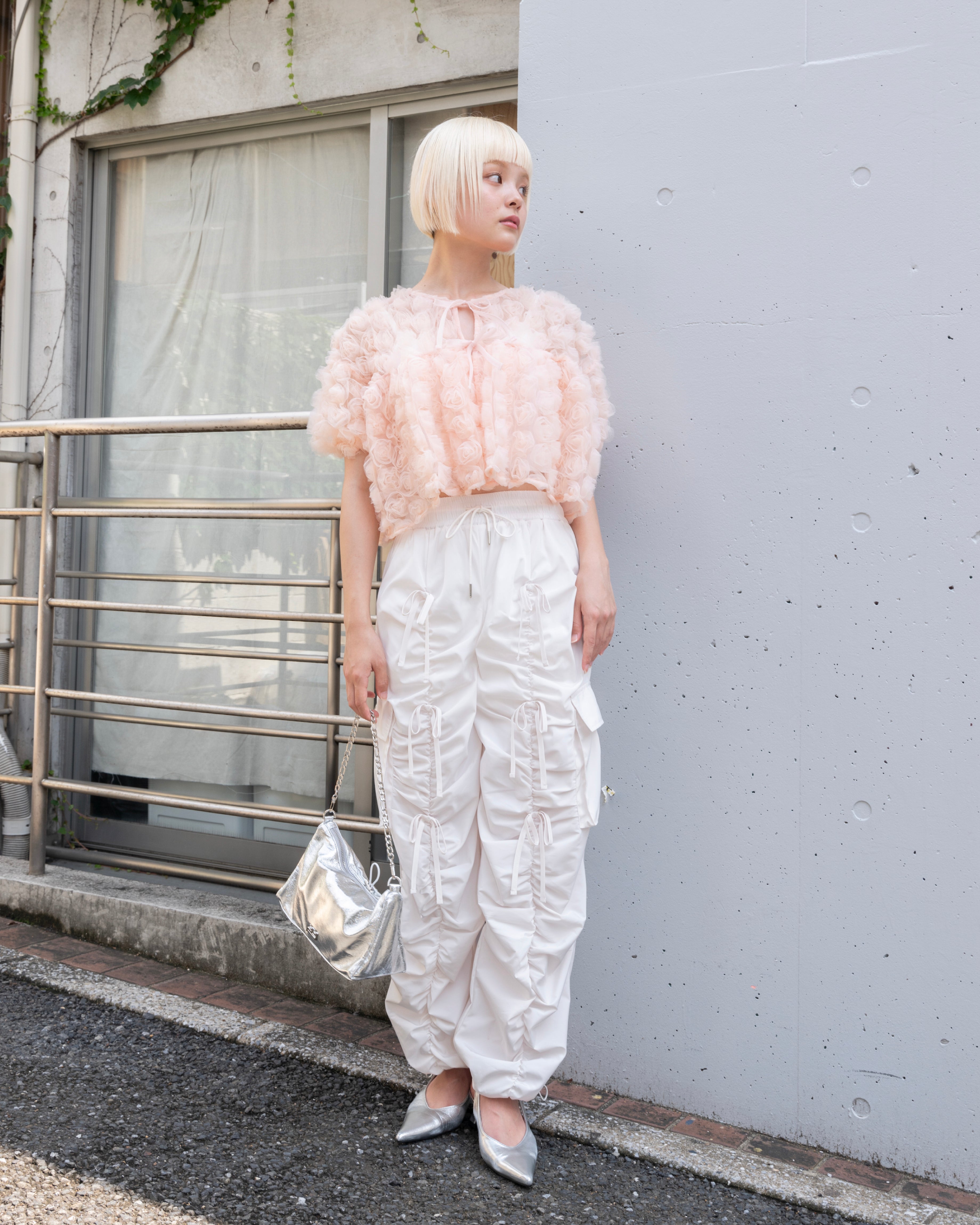 flower balloon tulle bolero (pink)