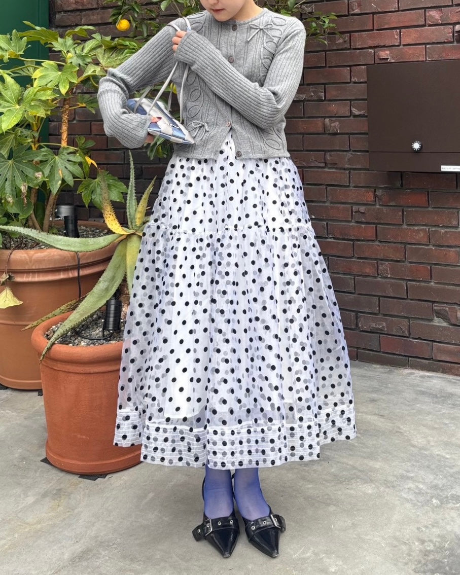 Tiered dot skirt