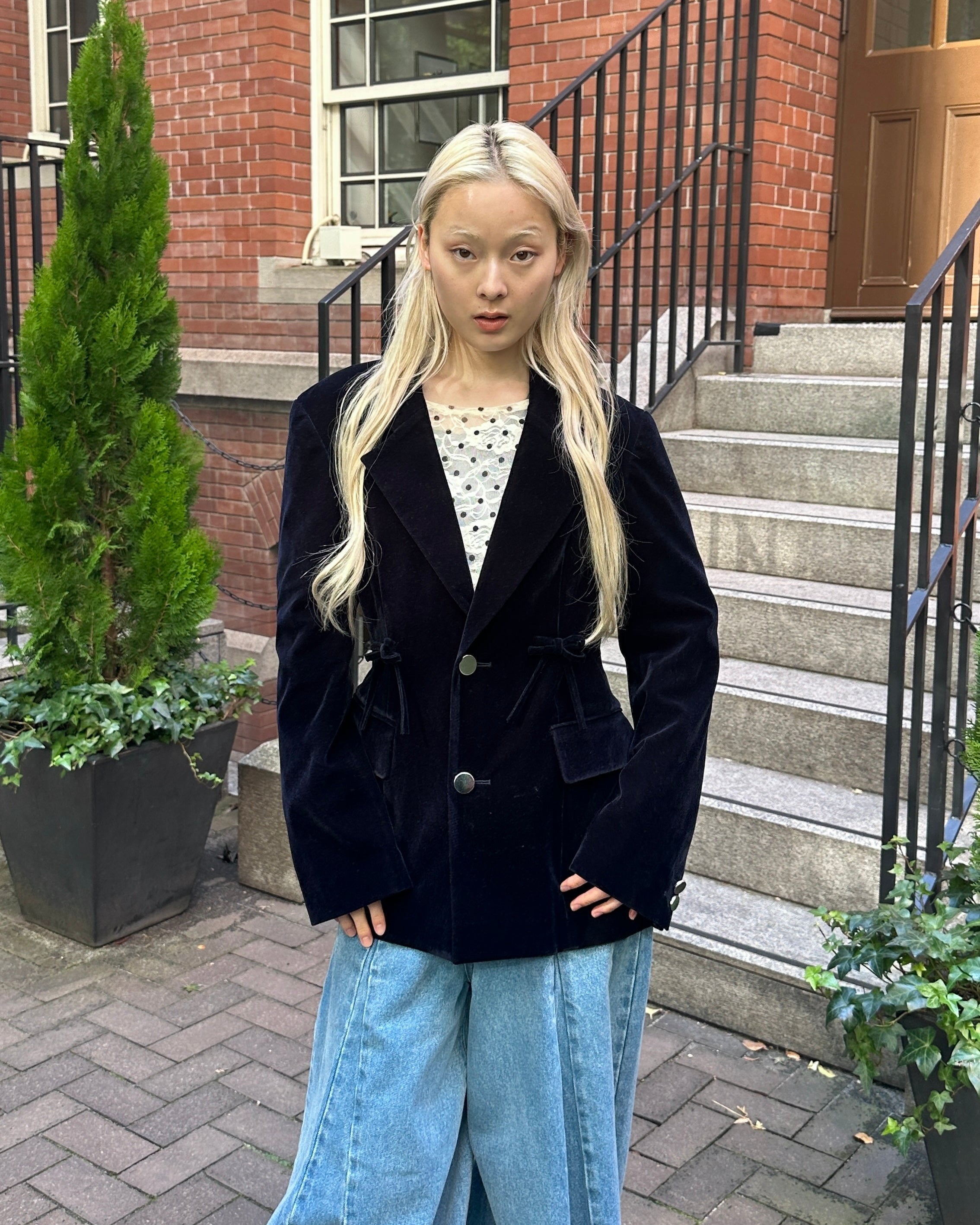 Ribbon velvet jacket