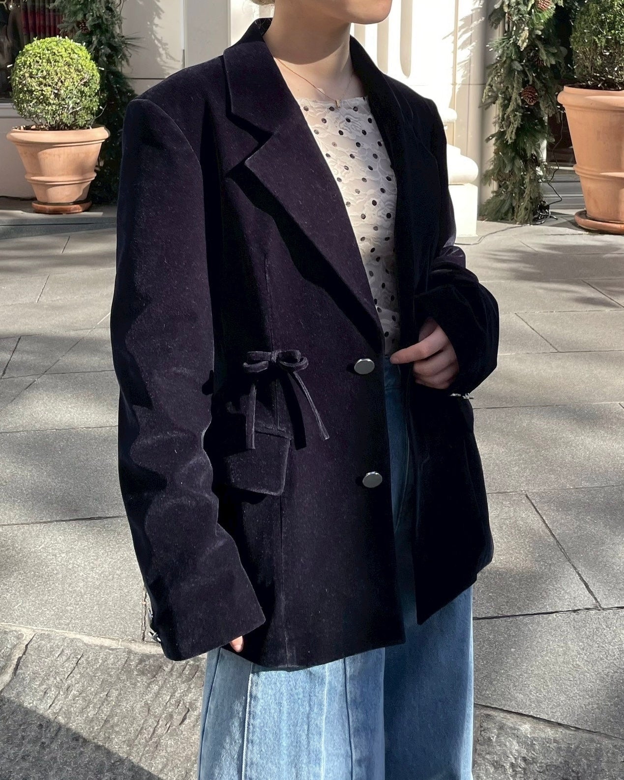 Ribbon velvet jacket