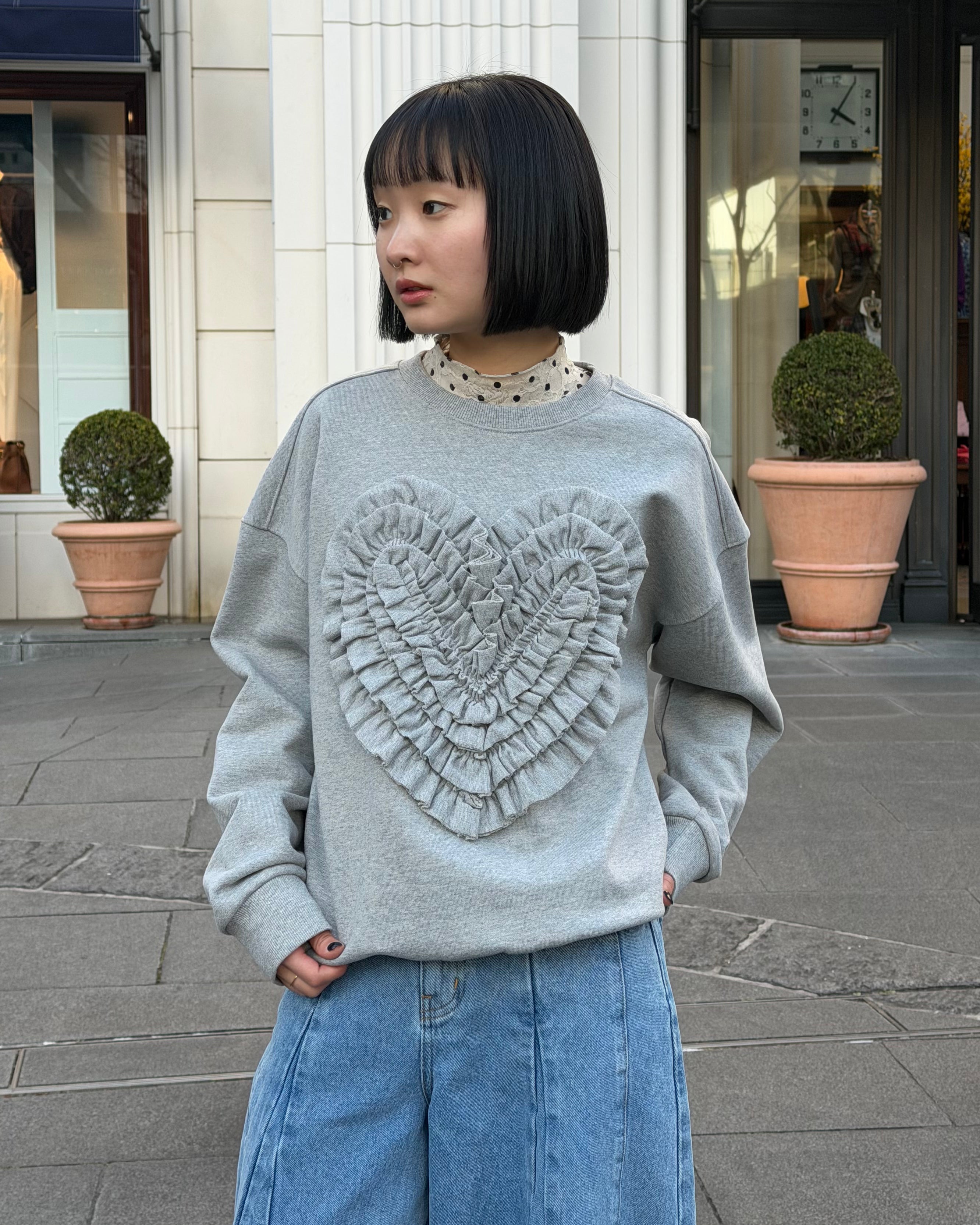 Dot lace see-through top (high neck)