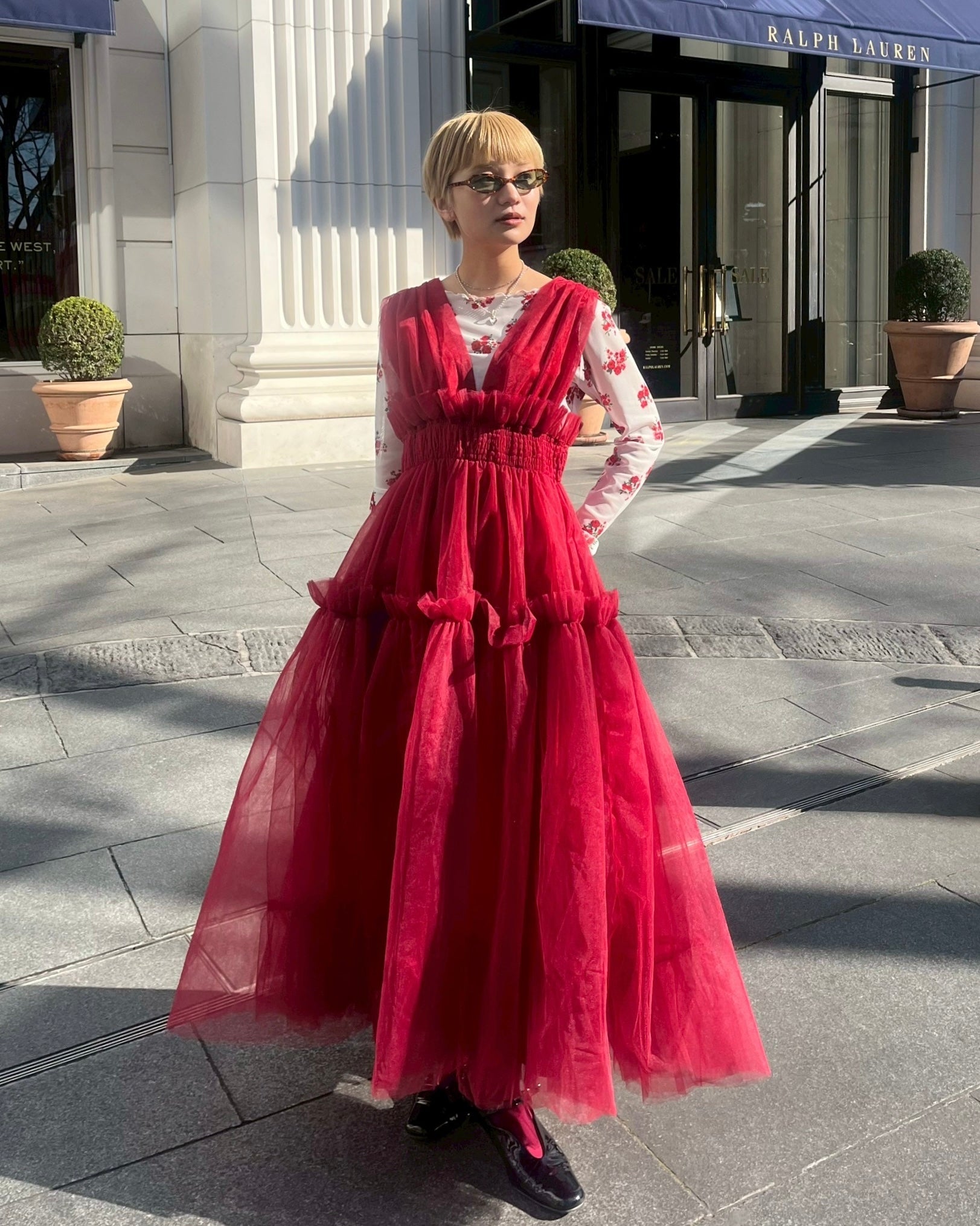 XS　Poppy × Dream Sister Jane ドレス ローズ DREAM sister janeRouge Tulle Midi Dress