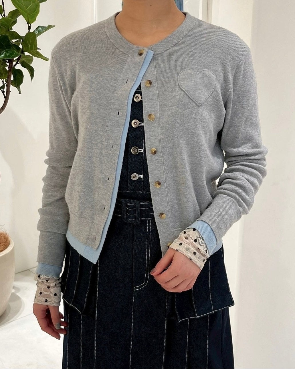 Layered design heart cardigan