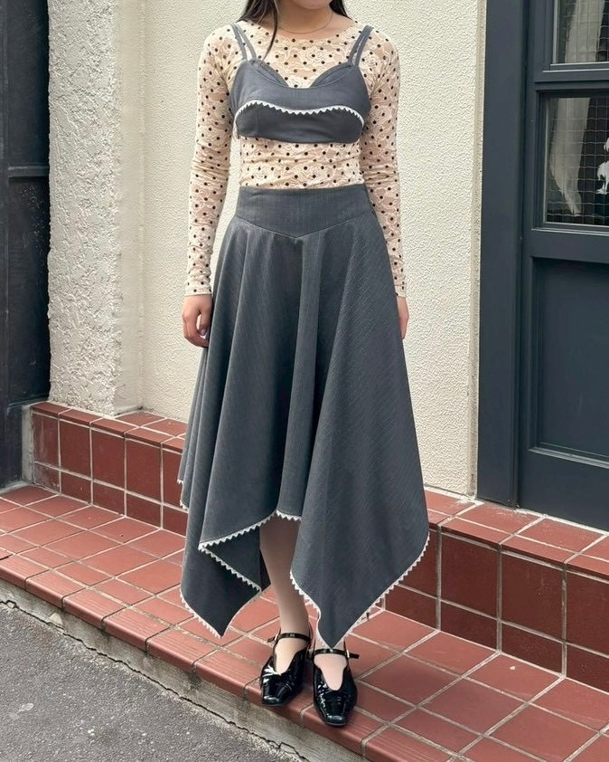 Corset handkerchief hem skirt