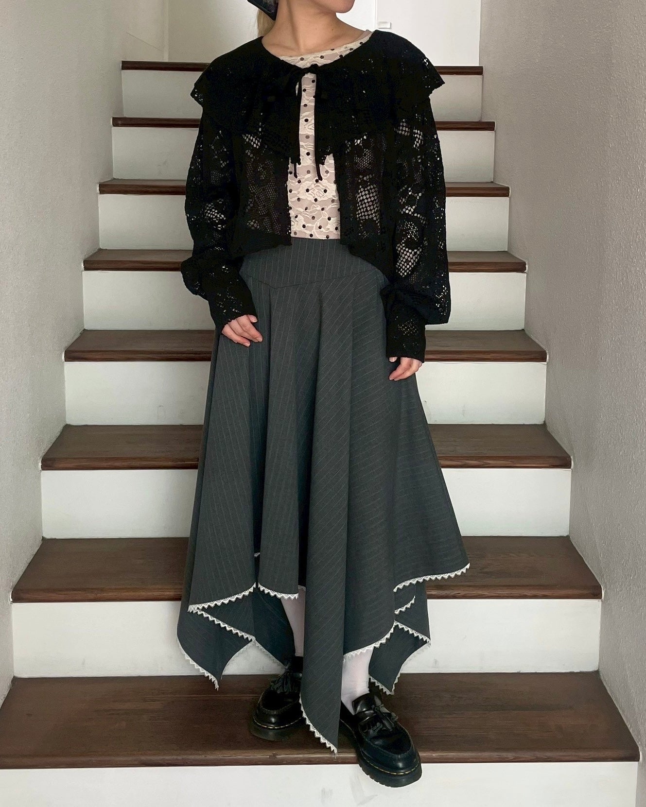 POPPY レースカーディガン Lace ruffle cardigan