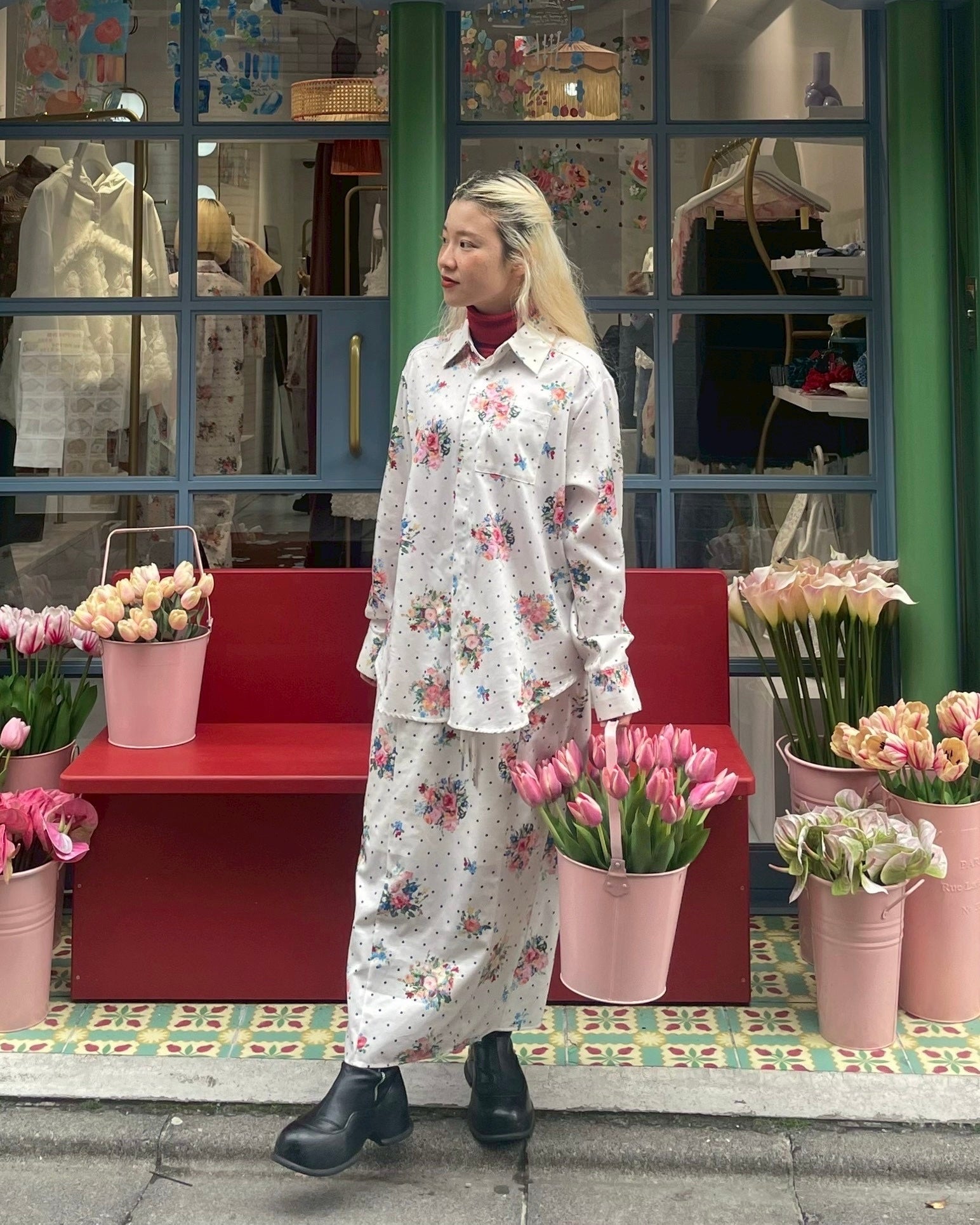 Dot flower shirt
