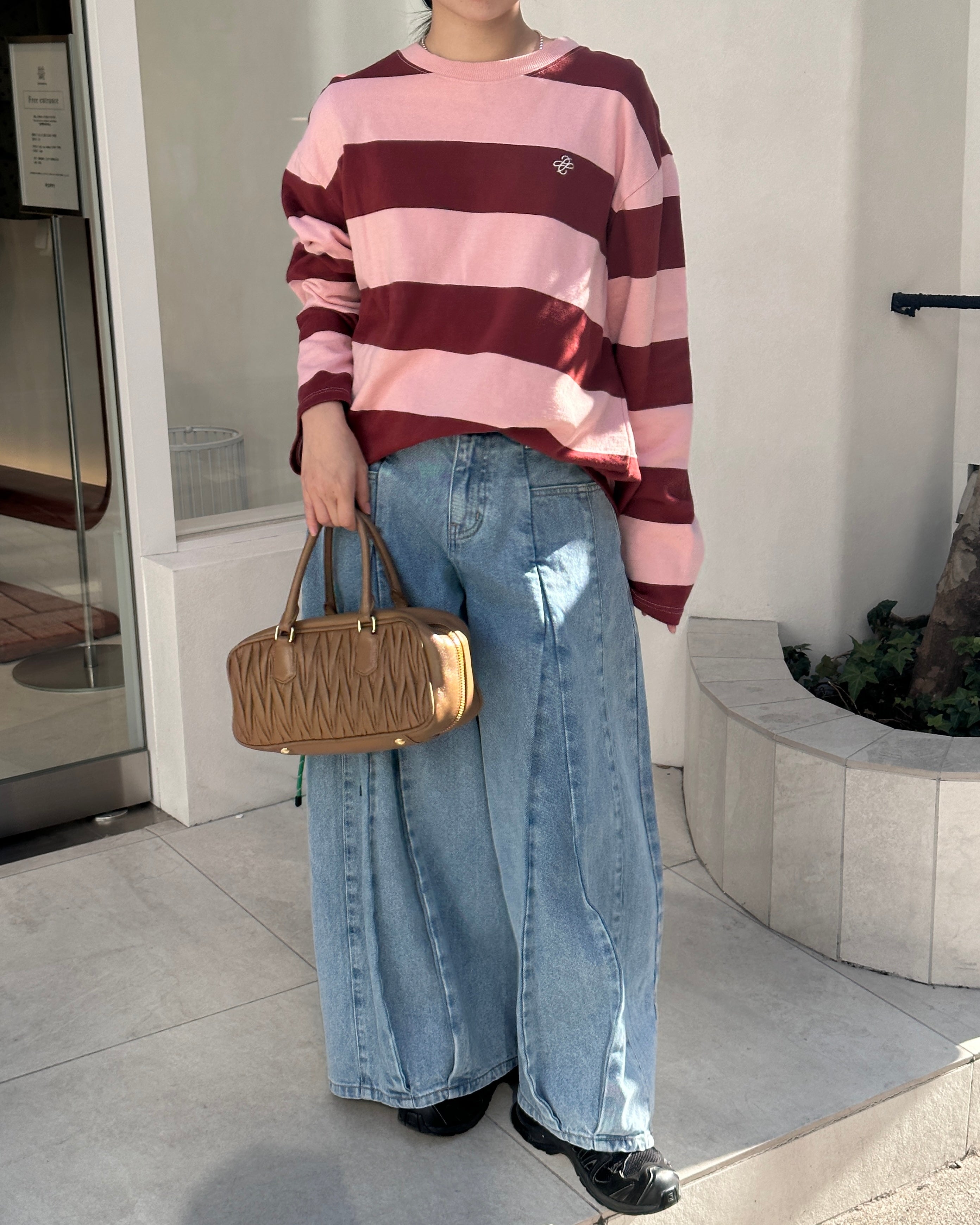 Border long t-shirt (pink/bordeaux)