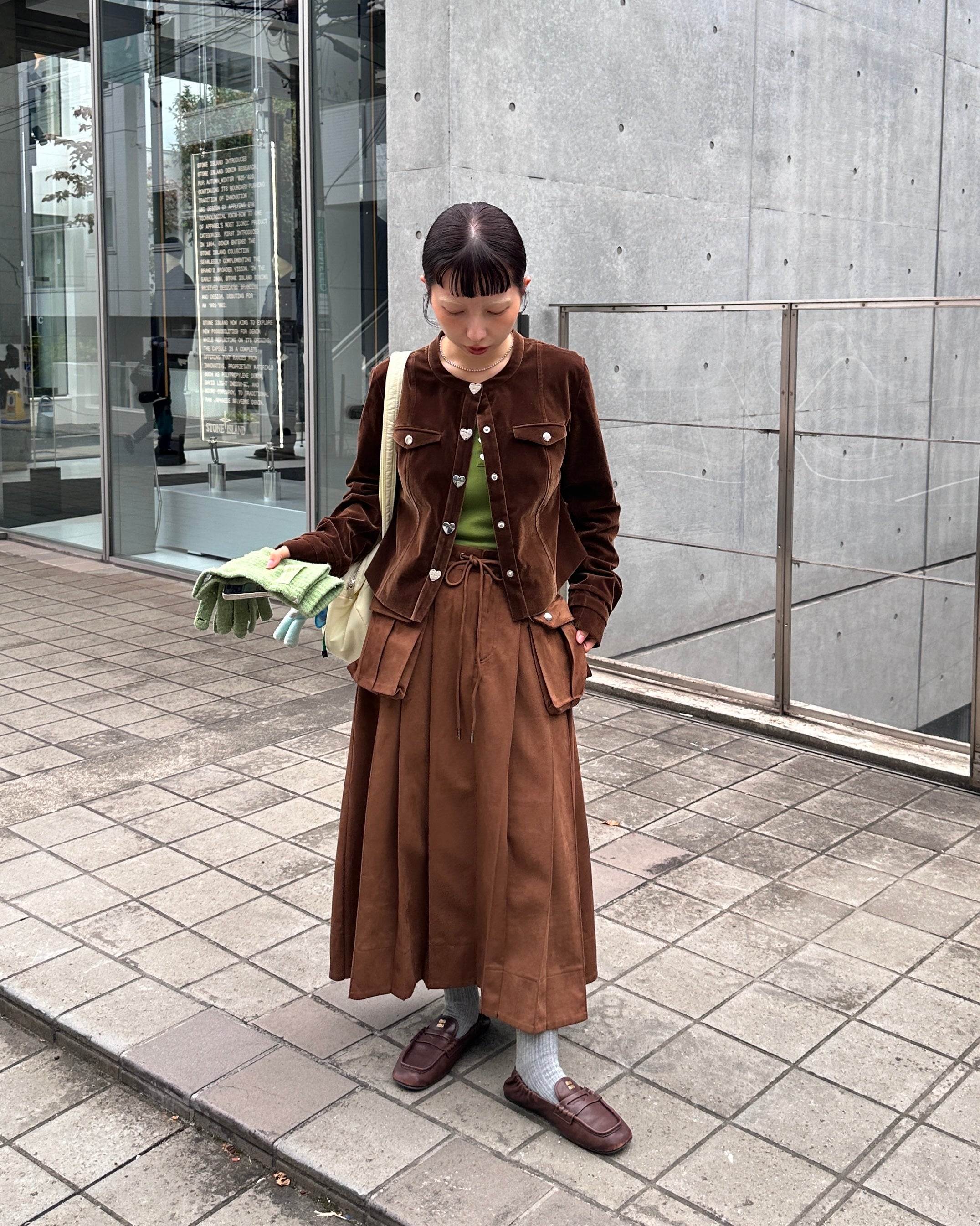 Heart button velvet jacket