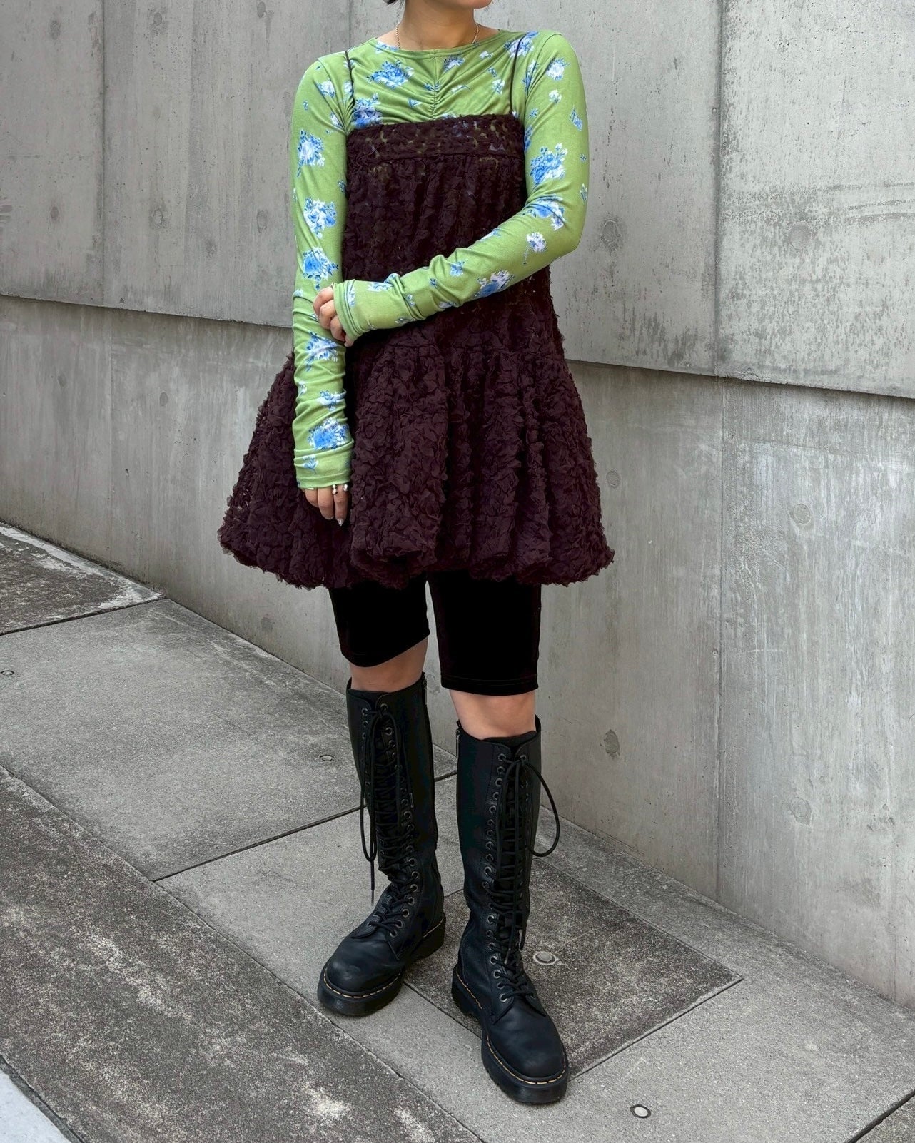 Tulle balloon tunic (brown)