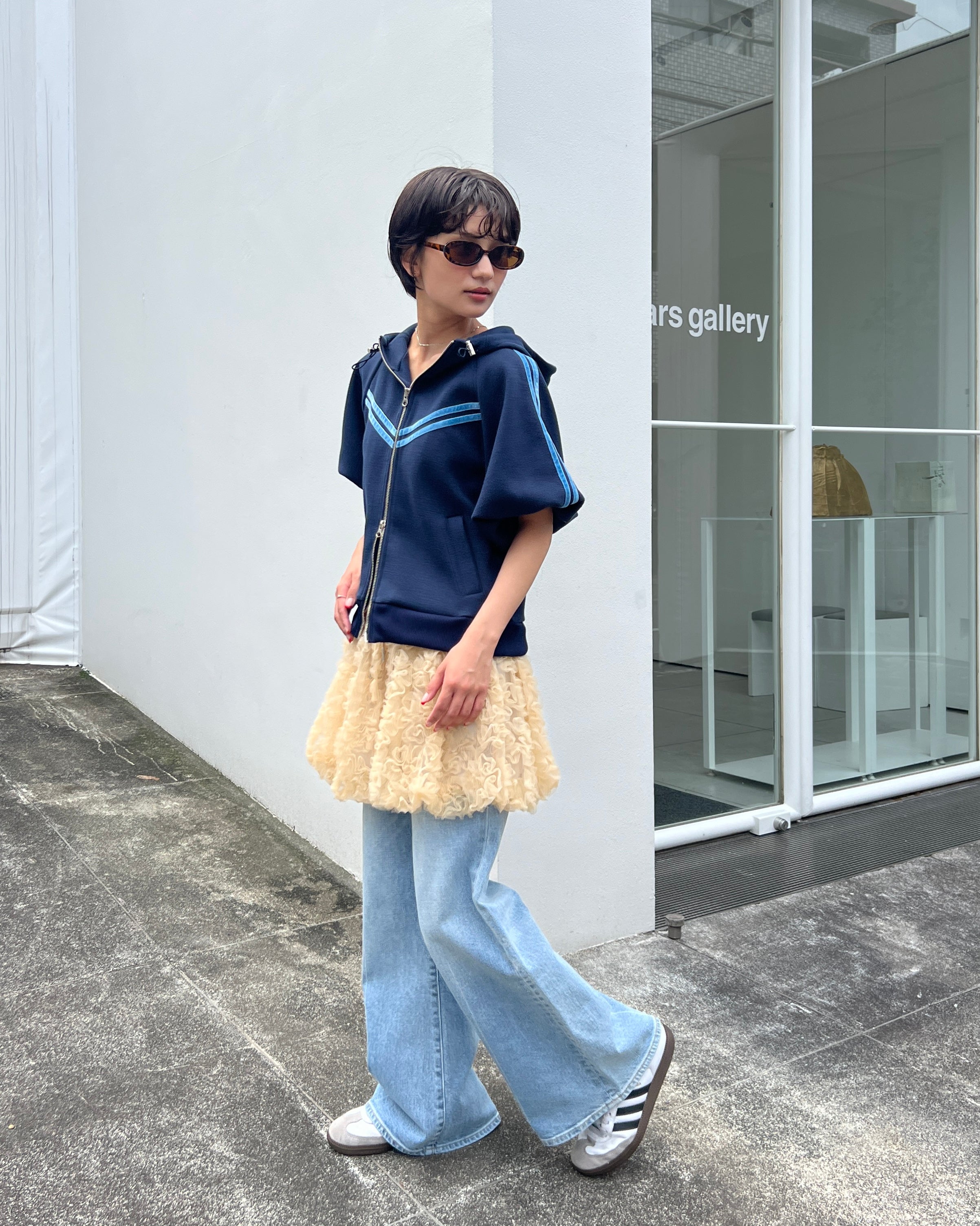 Flower tulle balloon mini skirt