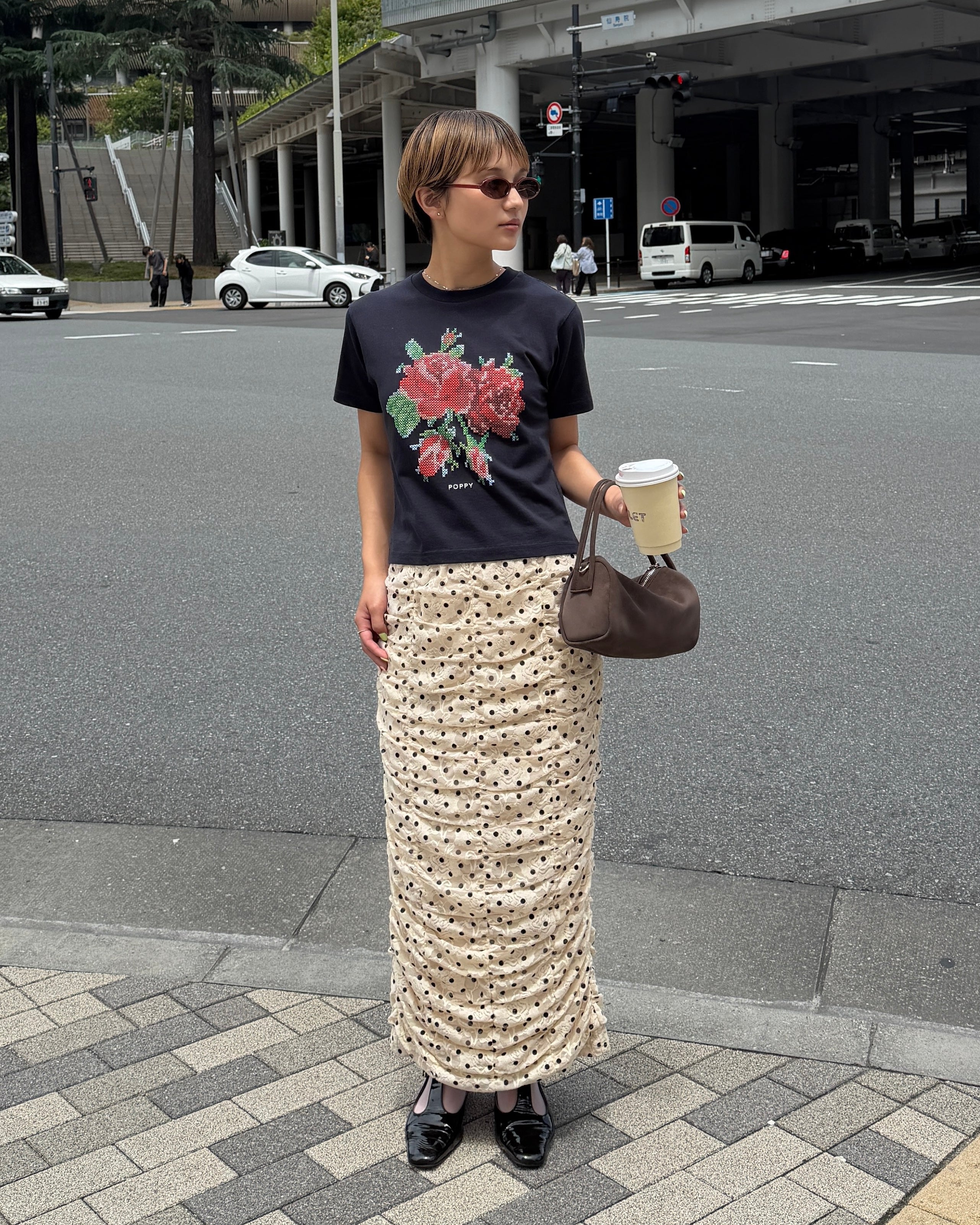 スカート POPPY-Gathered dot lace skirt Gathered dot lace skirt