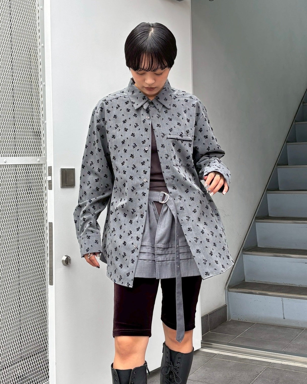 Double color flocky shirt