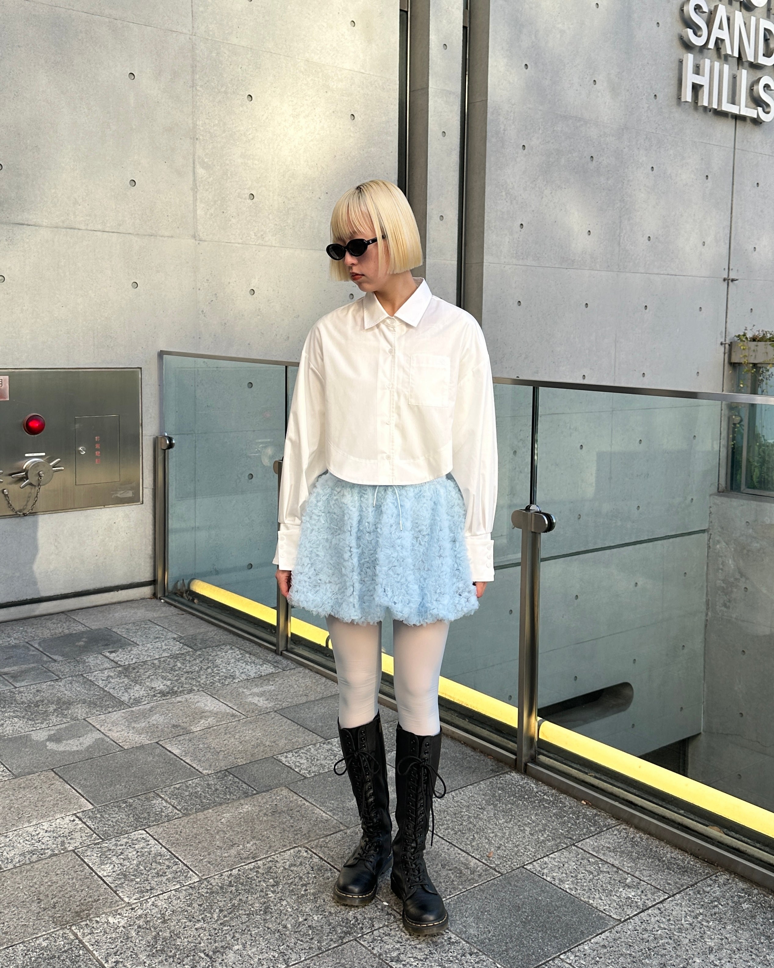 トップス poppy CURVED HEMLINE SHORT SHIRT Curved hemline short shirt (white)