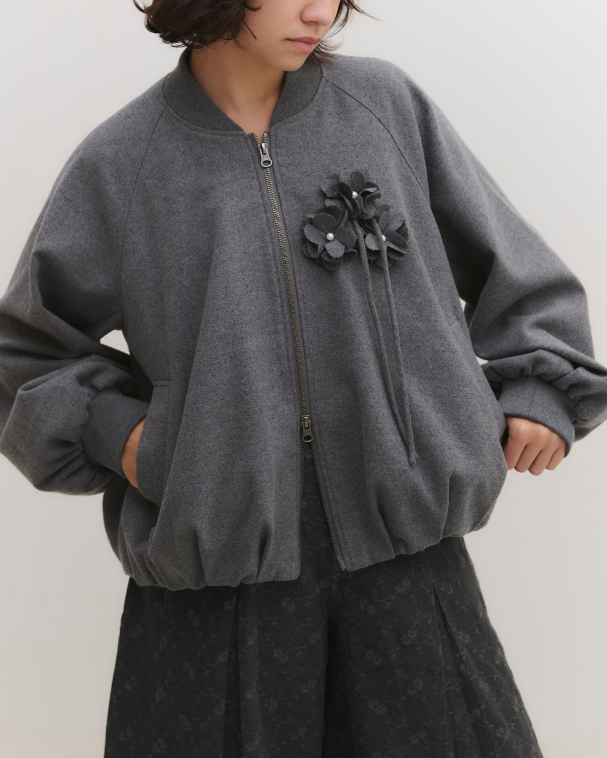 Melton fleur balloon jacket