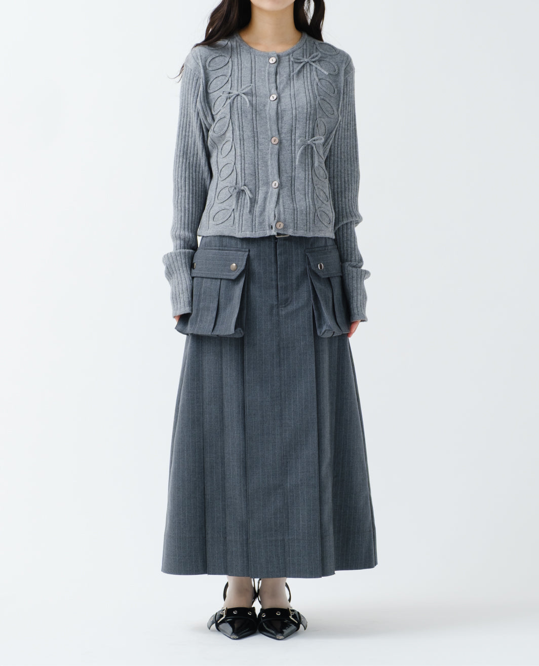 Kurukuru ribbon rib knit cardigan