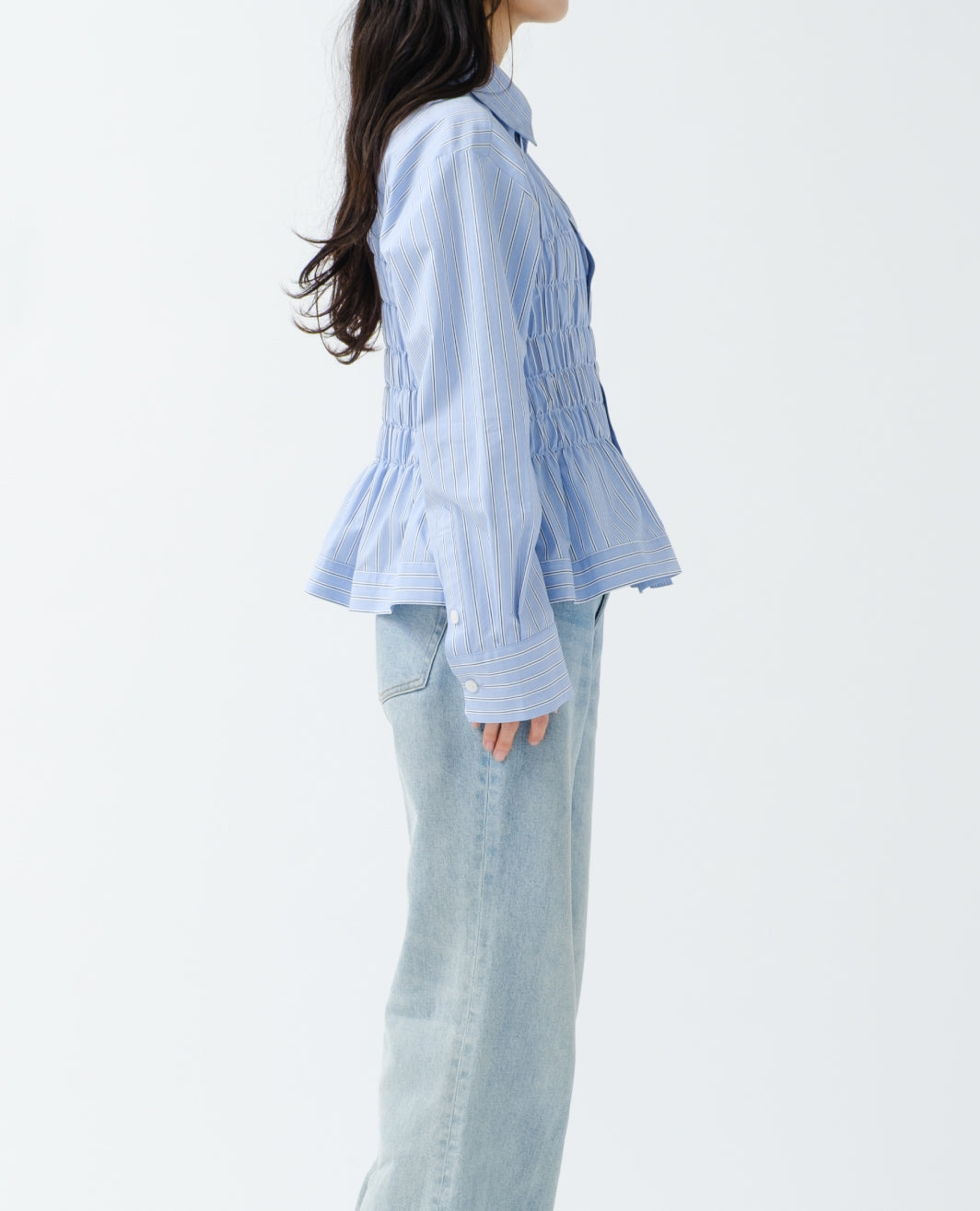 Heart motif shirring shirt