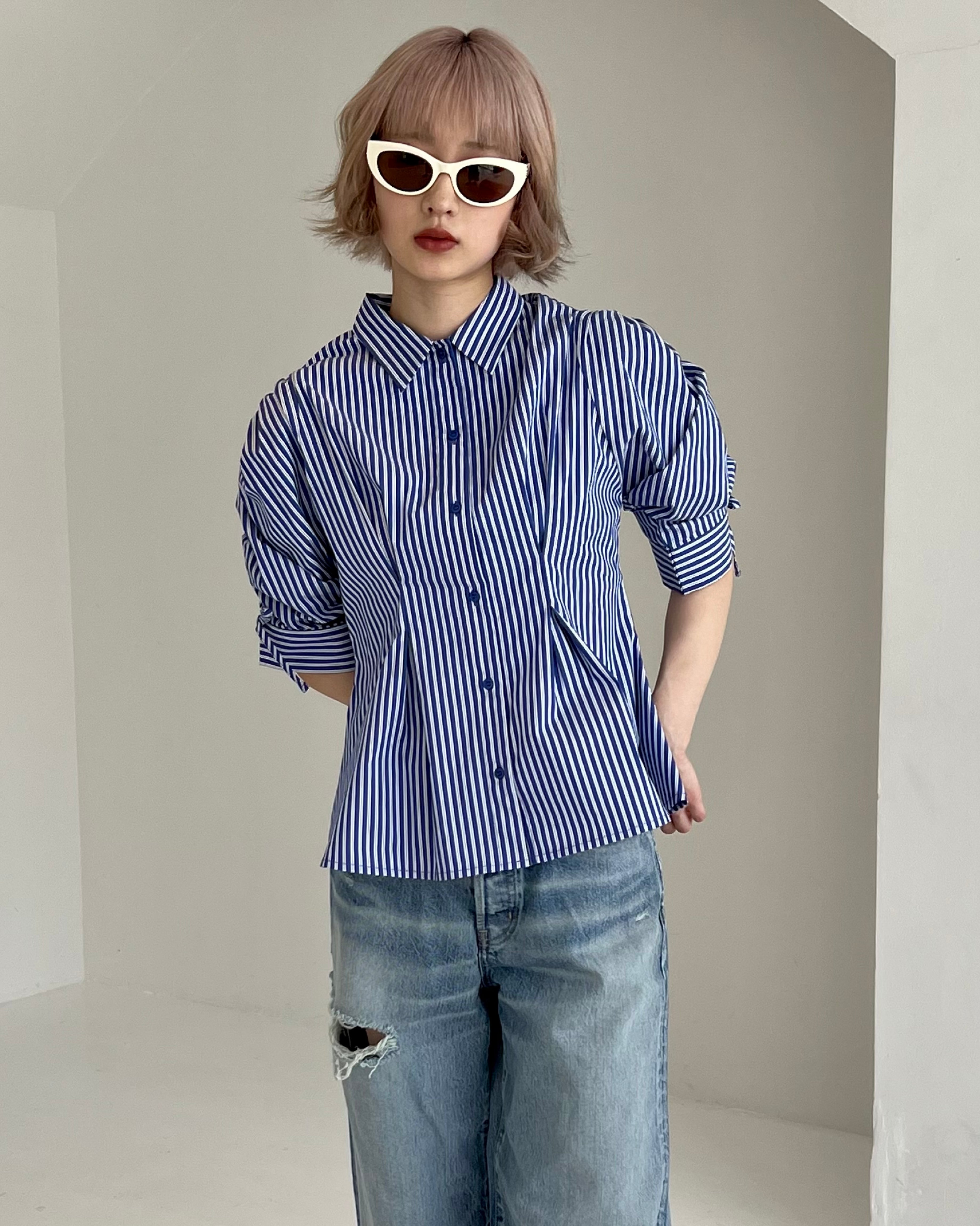 CANDY PUFF SLEEVE SHIRT（BLUE）あさぎーにょPOPPY CANDY PUFF SLEEVE SHIRT（BLUE）