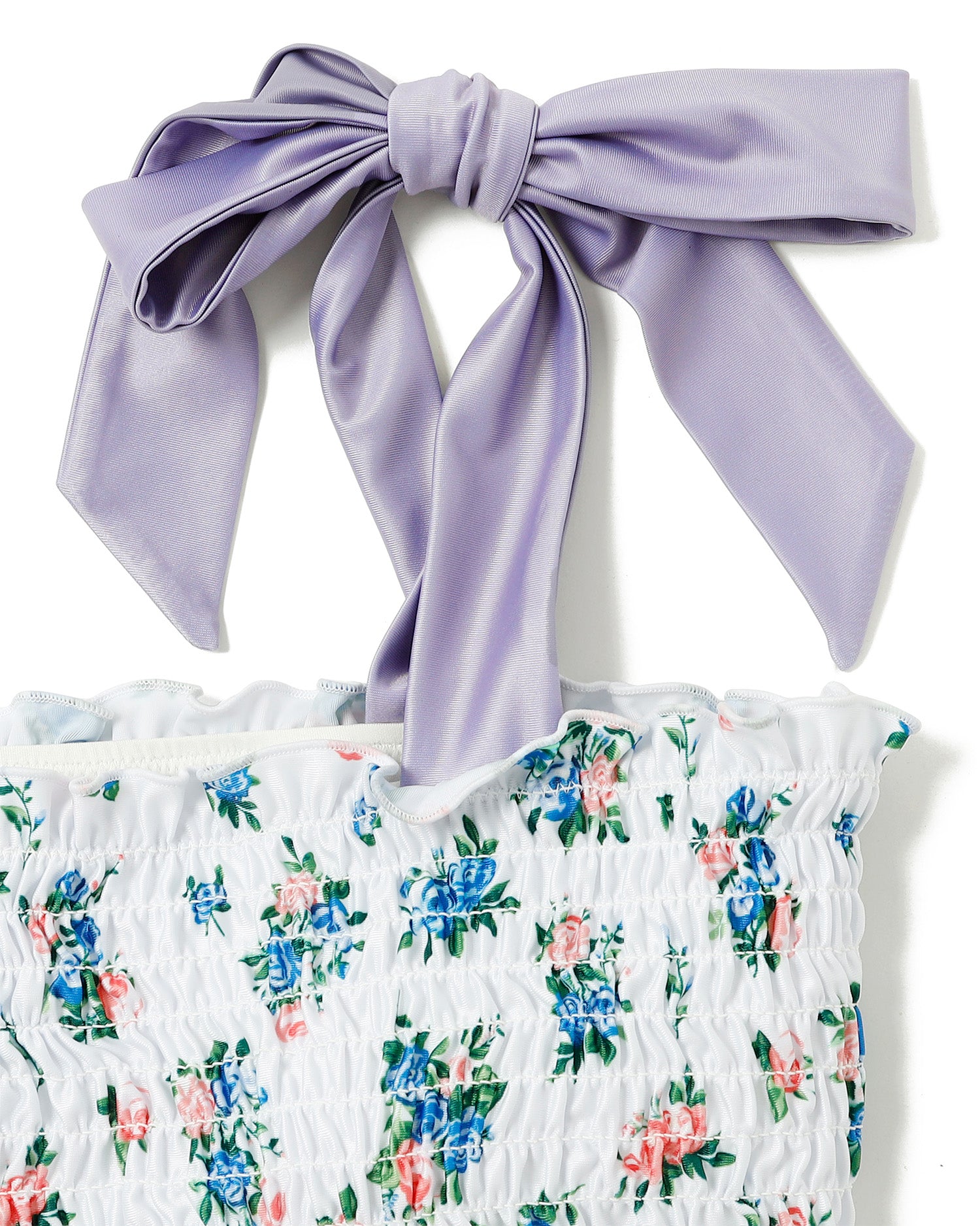 Shoulder ribbon shirring bikini