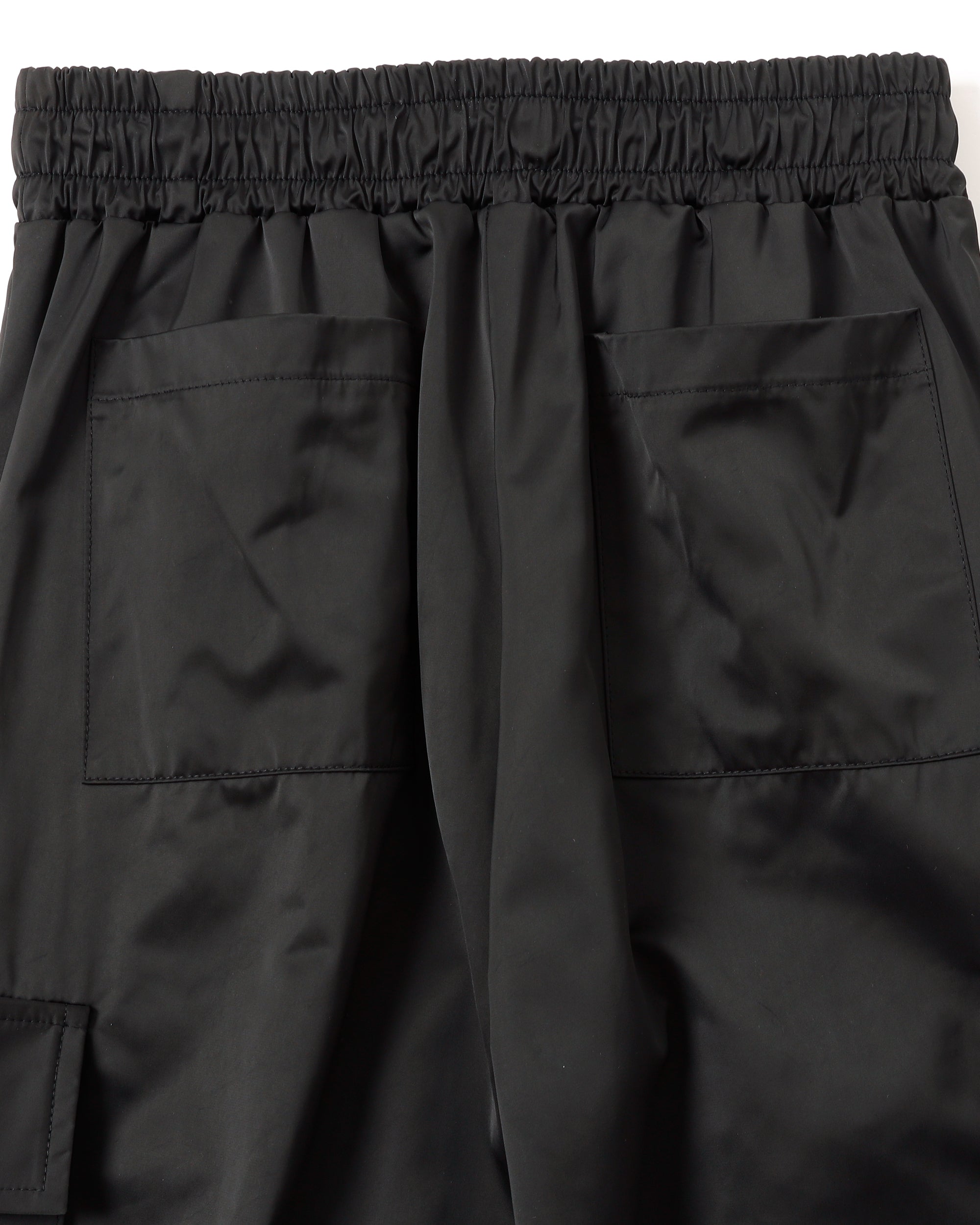 Gather ribbon cargo pants (black)