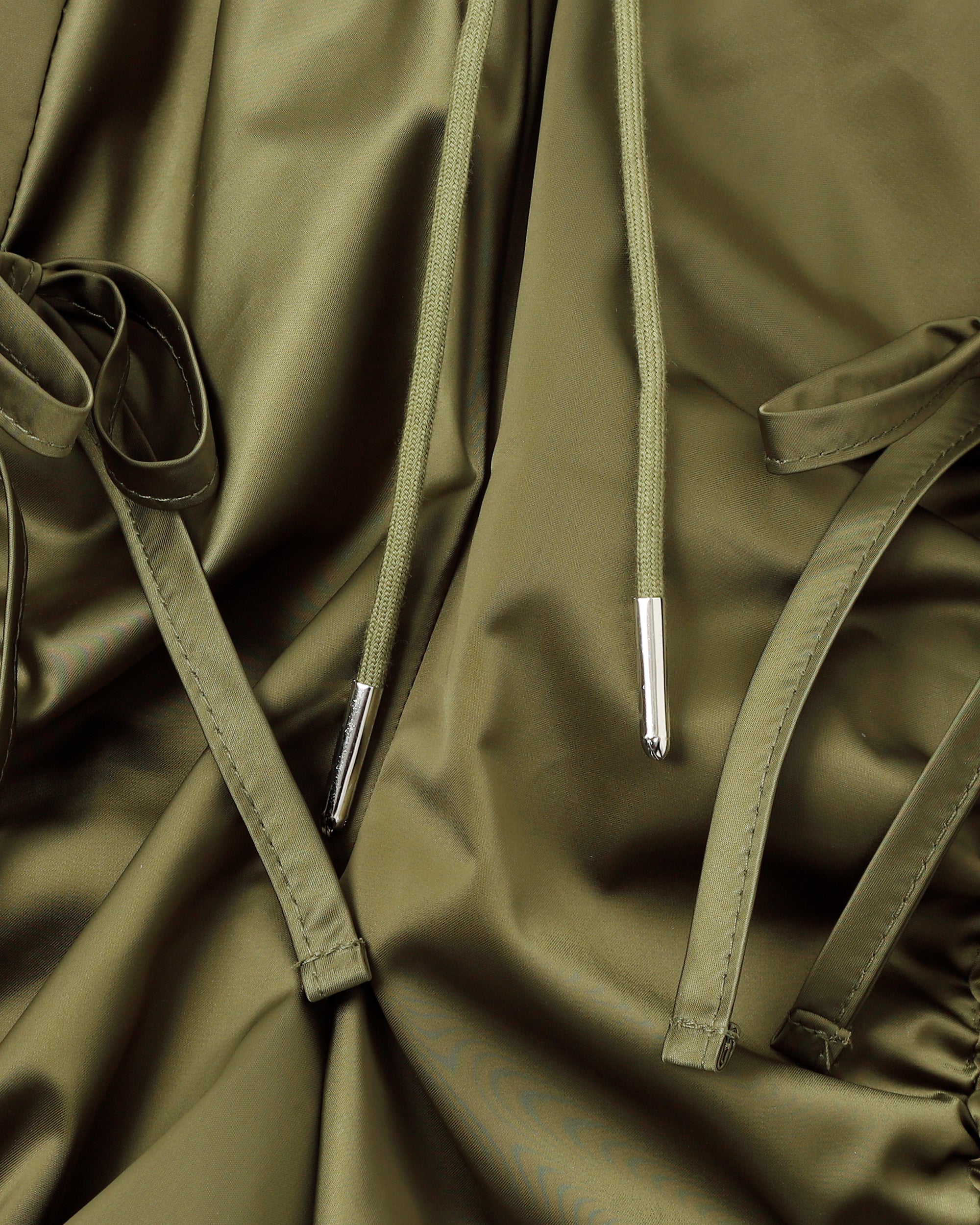 GATHER RIBBON CARGO PANTS (KHAKI)