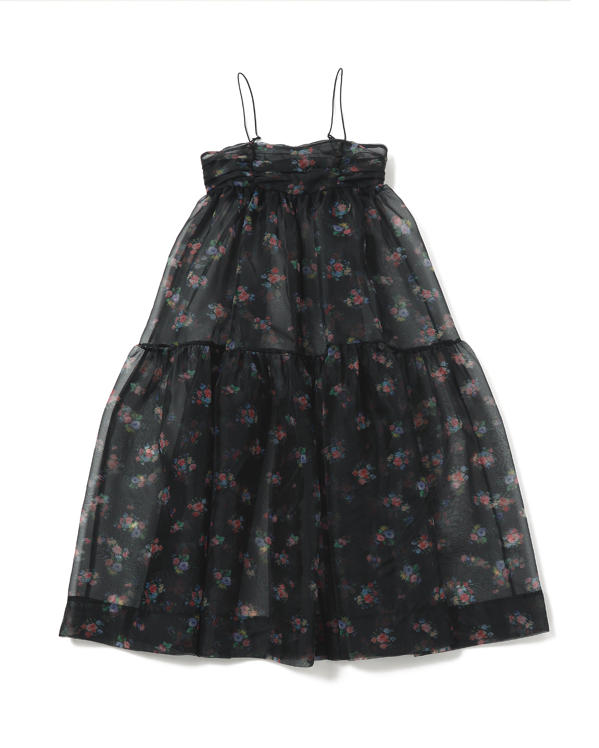 Blur flower organdy cami dress (black)