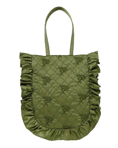 flower wave quilting tote (khaki)
