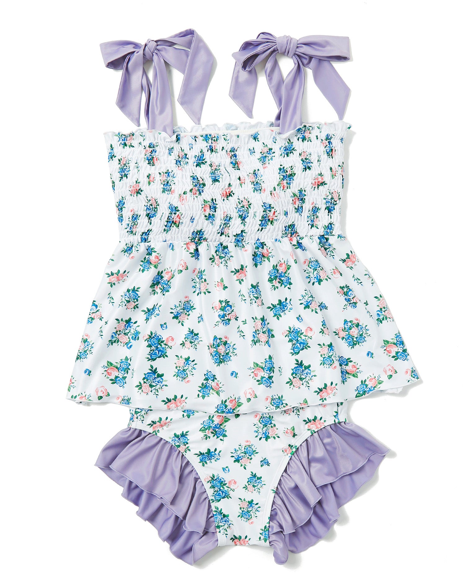 Shoulder ribbon shirring bikini