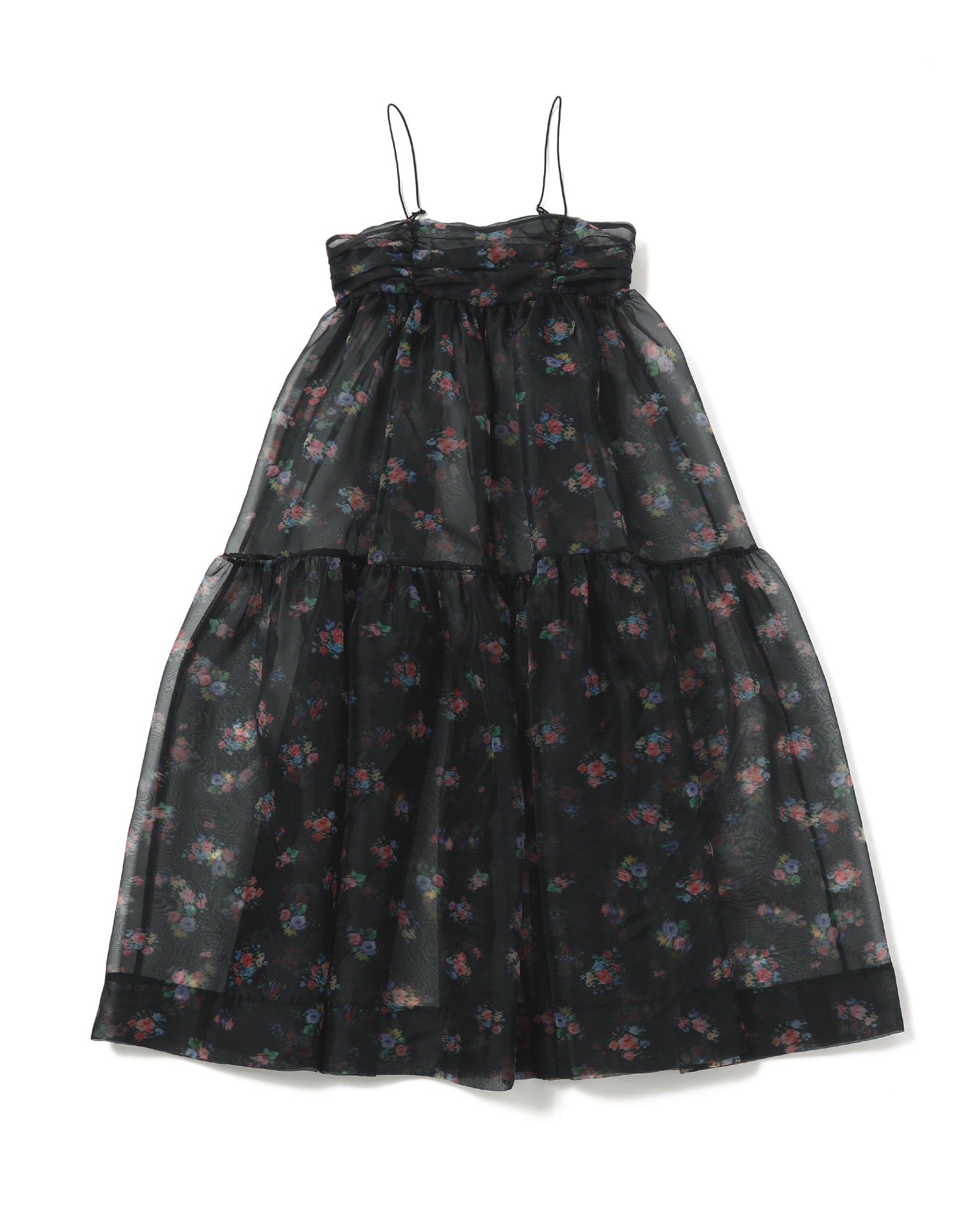 Blur flower organdy cami dress (black)