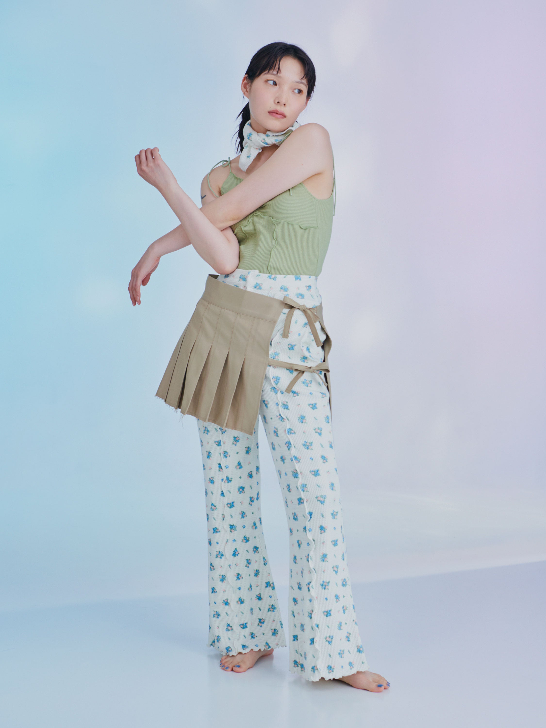 Pleats wrap mini skirts