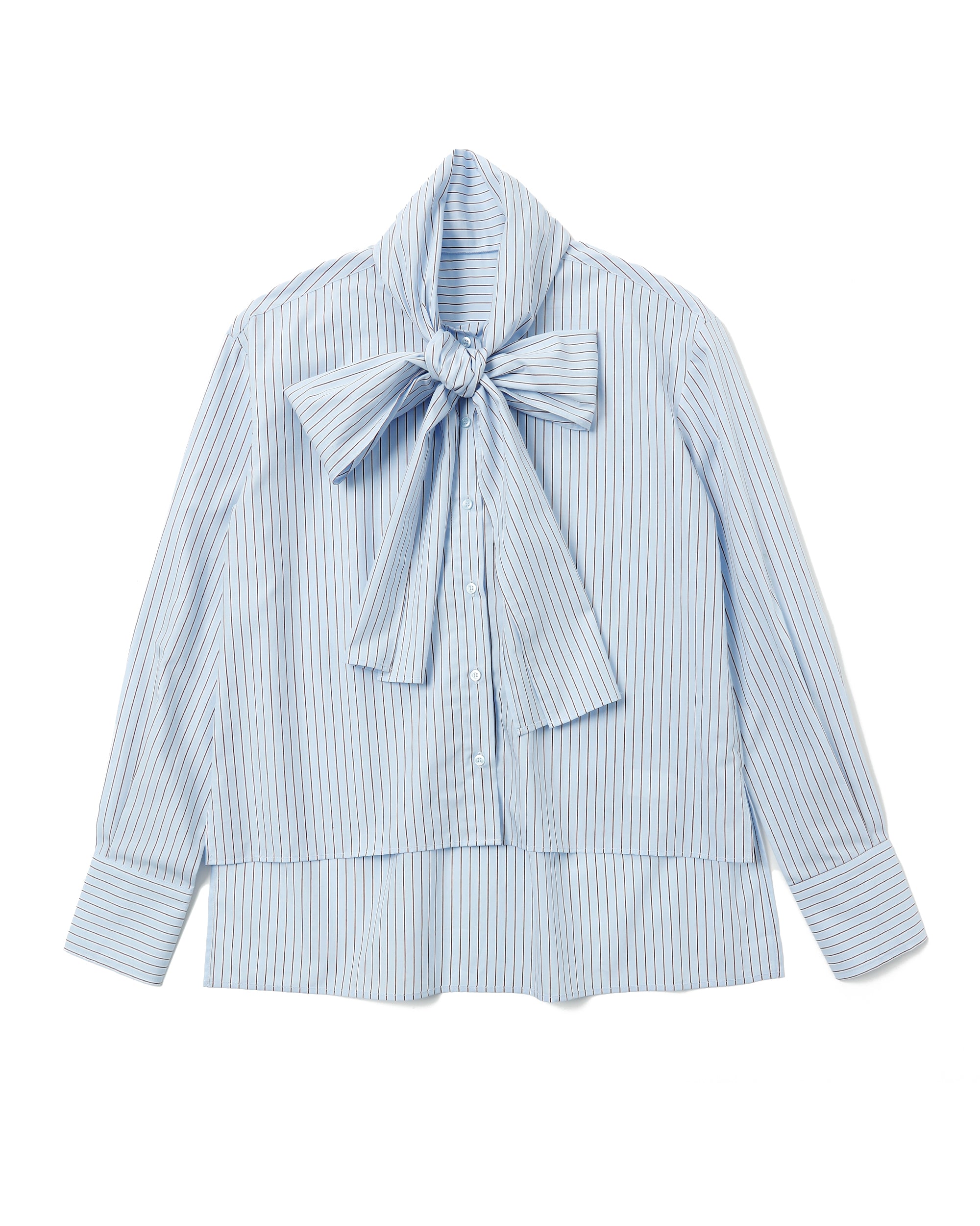 Ribbon tie blouse (stripe)
