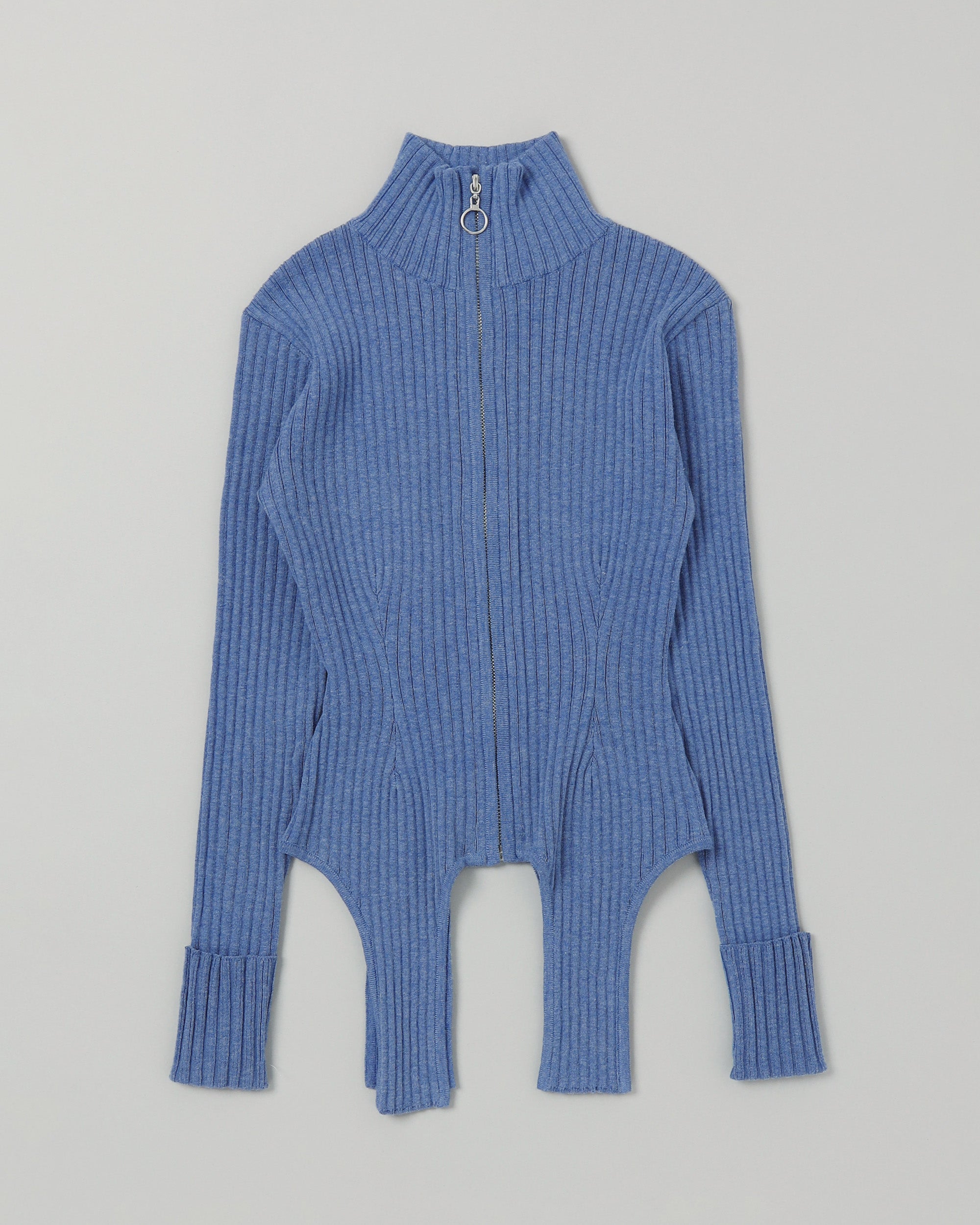 Garter cut rib zip top (v-neck)