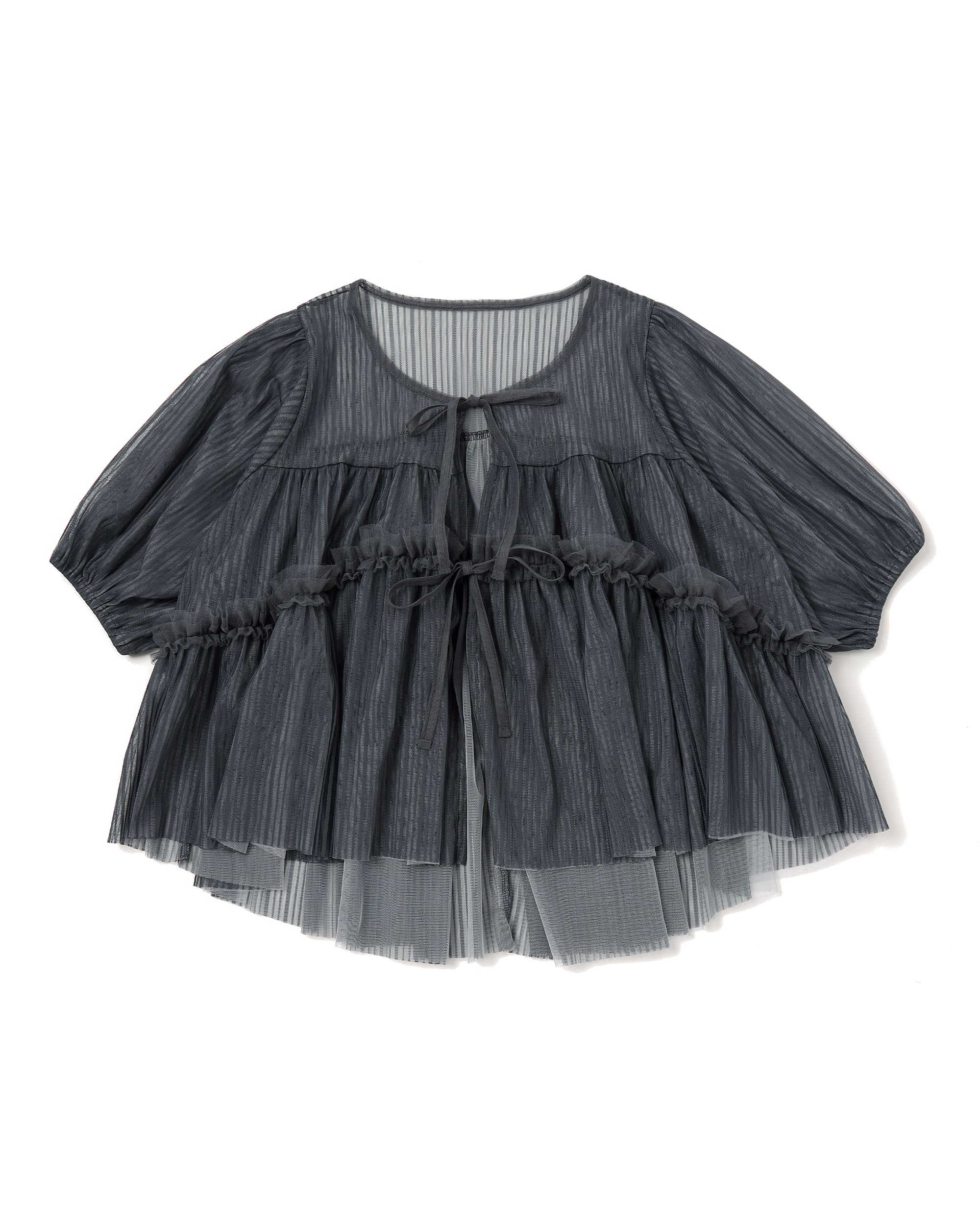 PUFF TIED BOLERO (STRIPE GRAY)