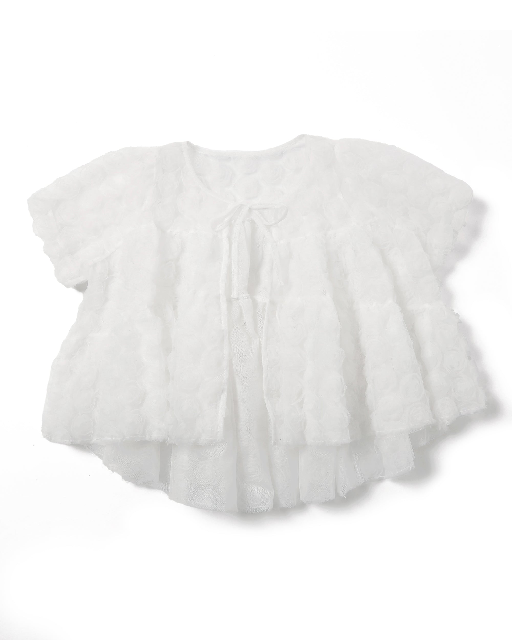 Flower tulle tiered bolero (black)