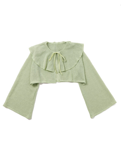 Raffle collar loose cardigan (Green)