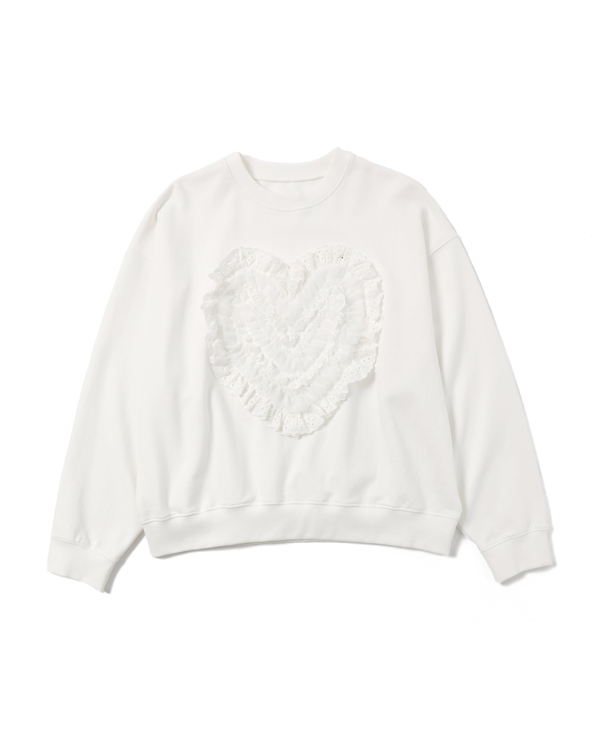 トップス poppy Cotton lace heart sweatshirt Cotton lace heart