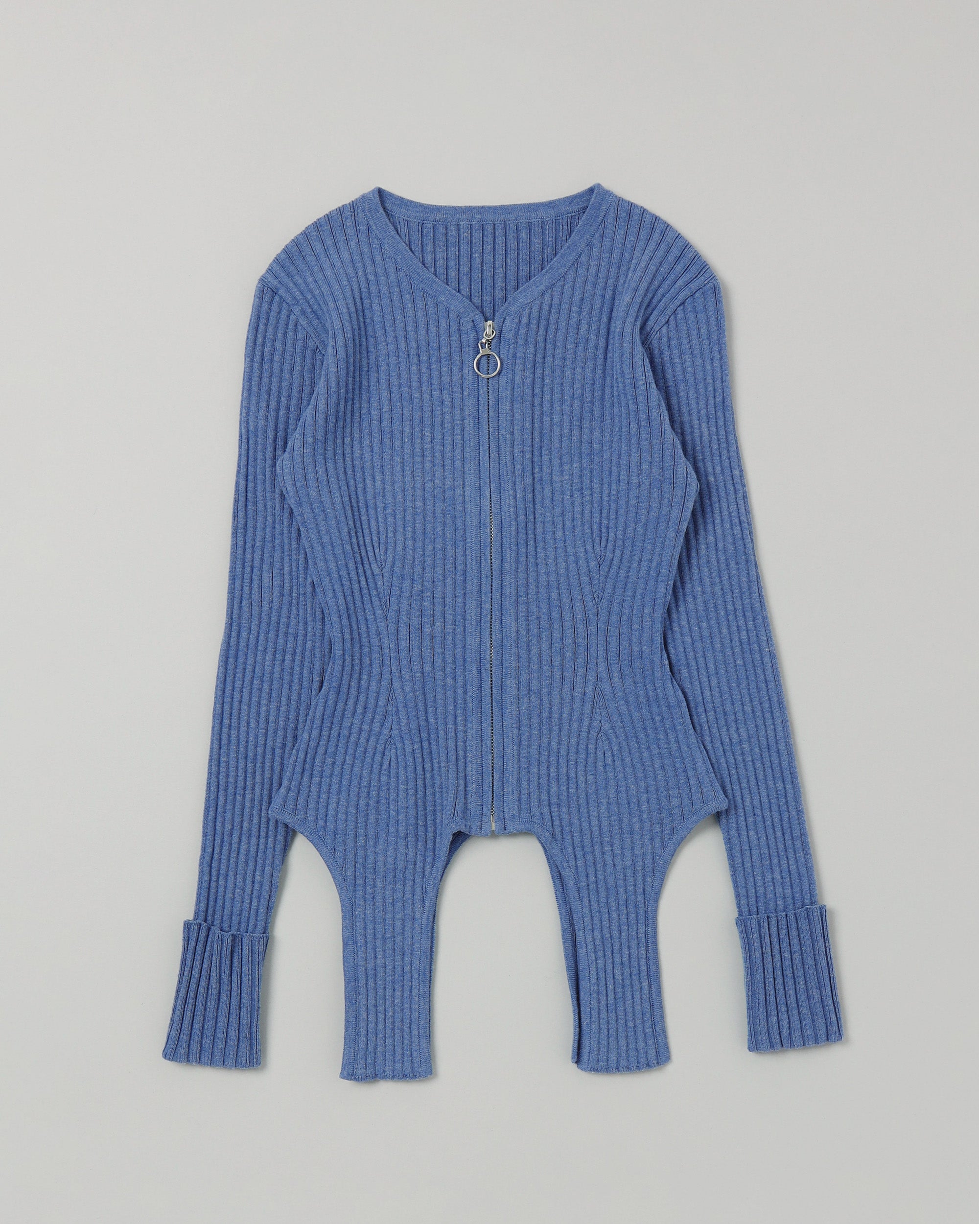 Garter cut rib zip top (v-neck)