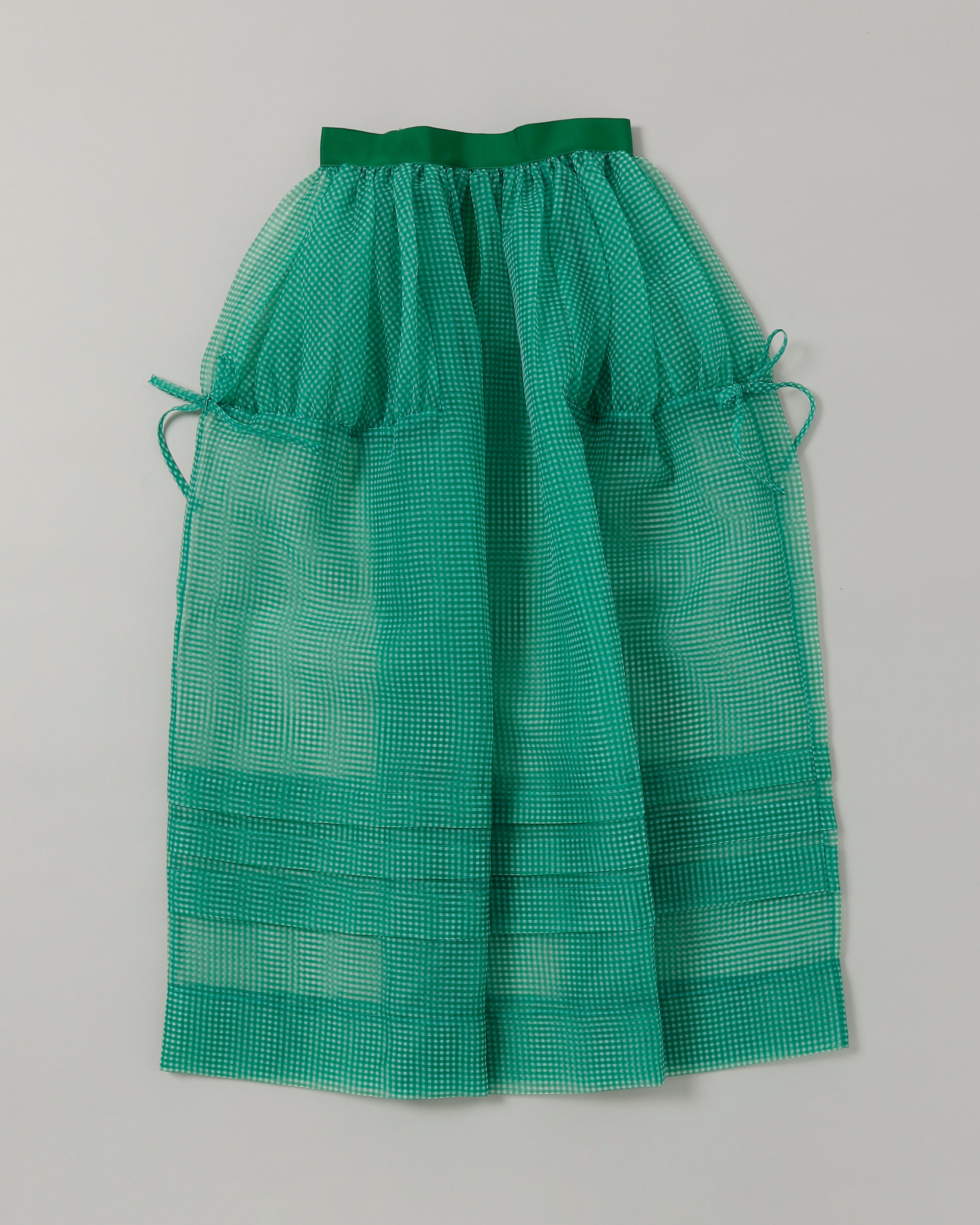 Gingham organza tuck skirt (red)