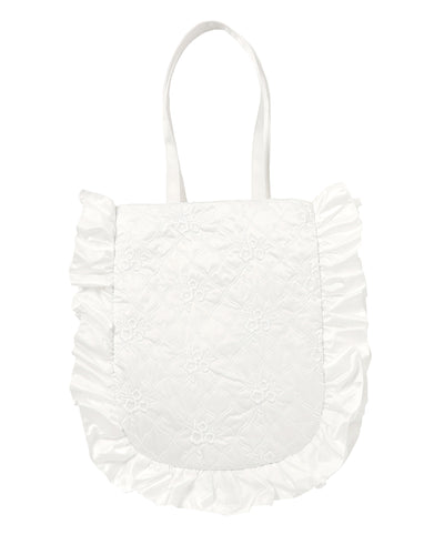 flower wave quilting tote (white)