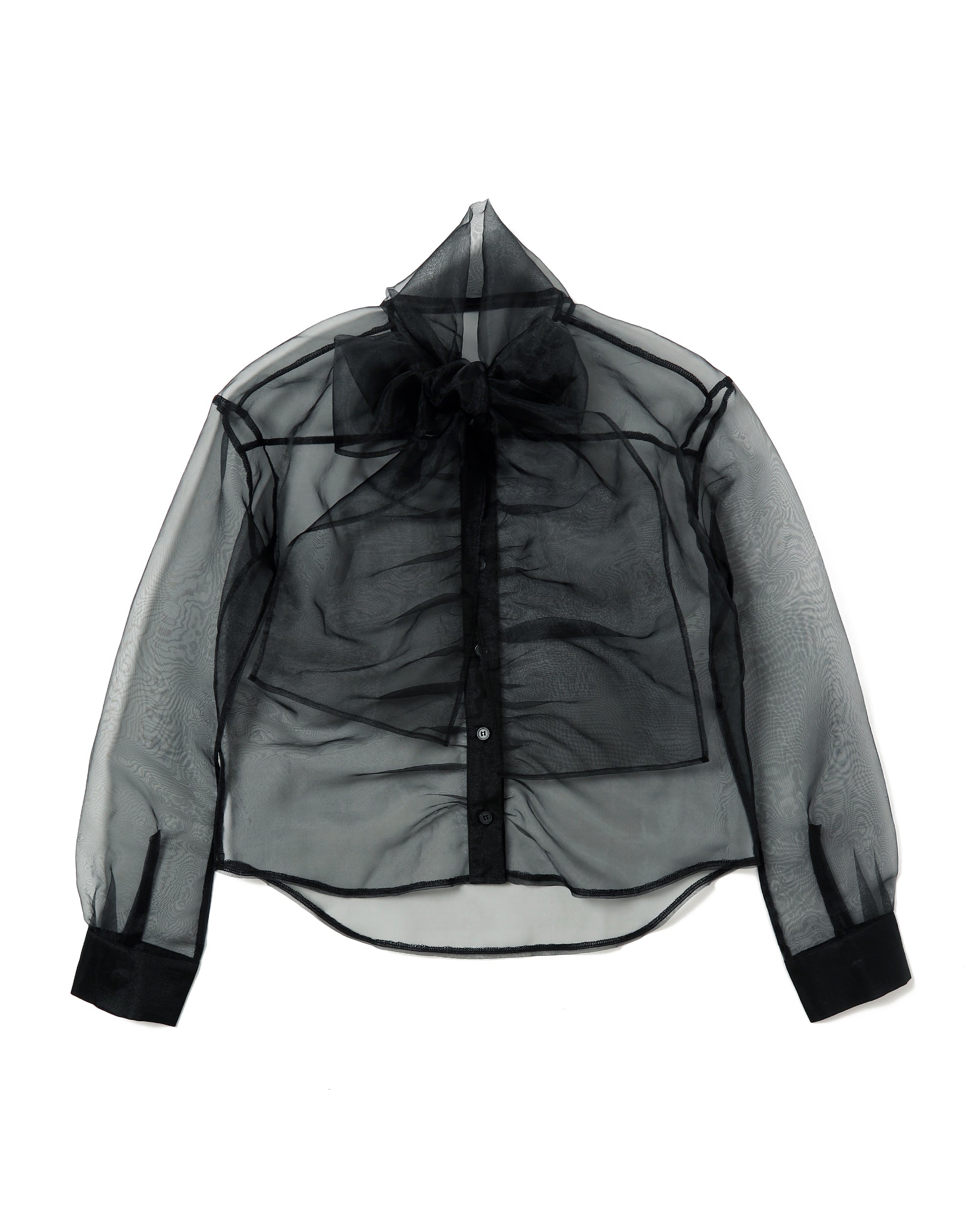 Ribbon tie blouse (black)