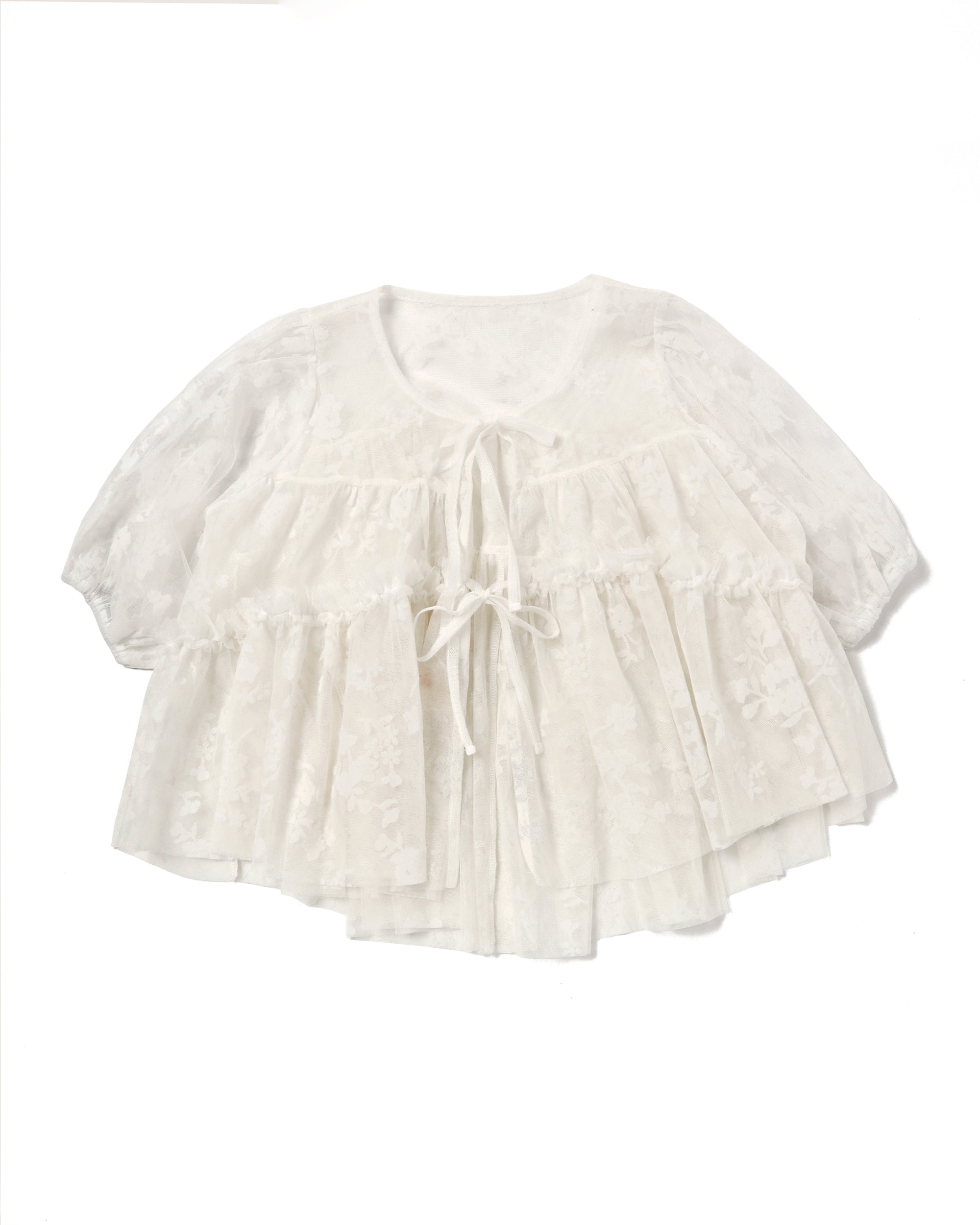 PUFF TIED BOLERO (FLOCKY WHITE)