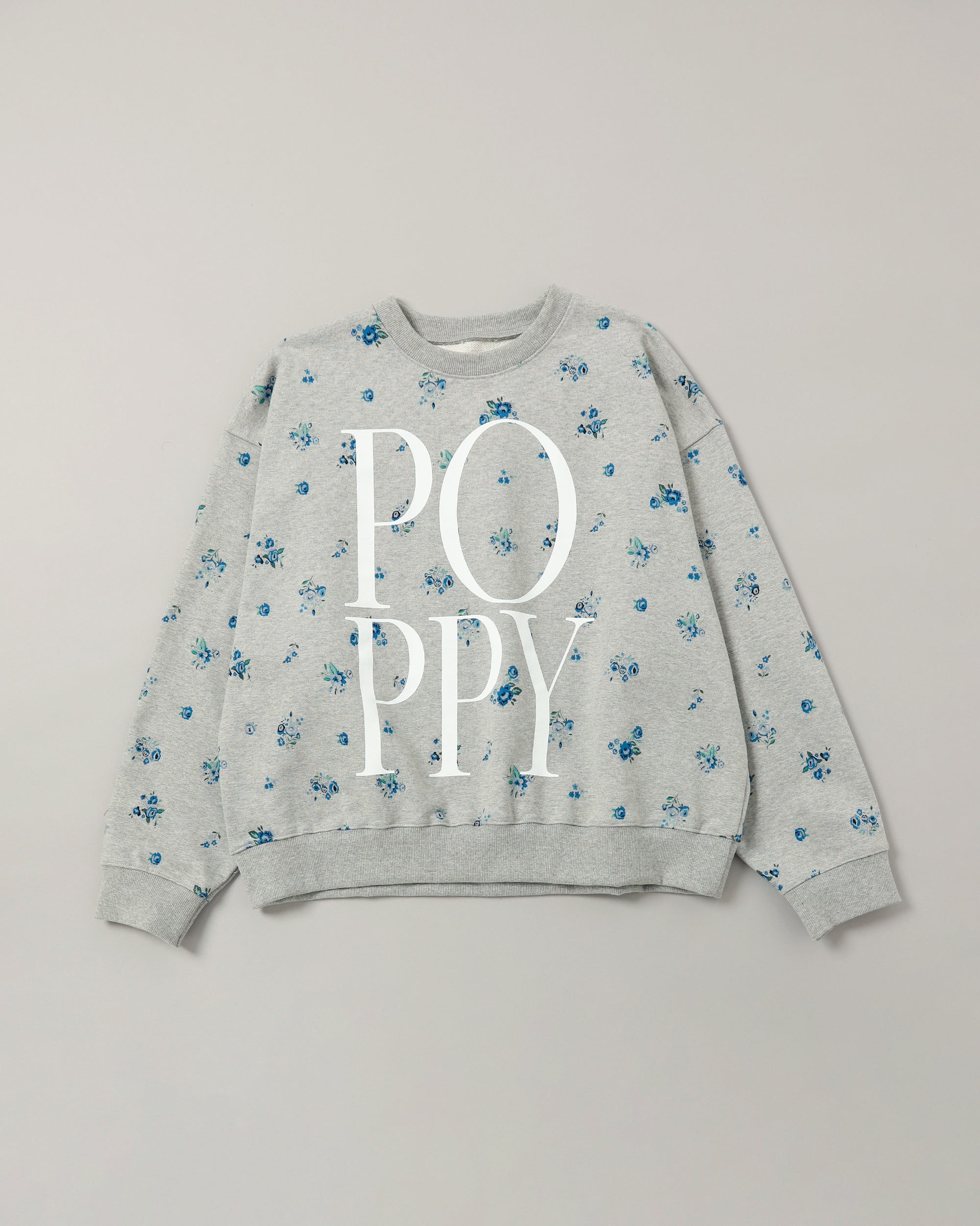 Blue flower print logo sweatshirt