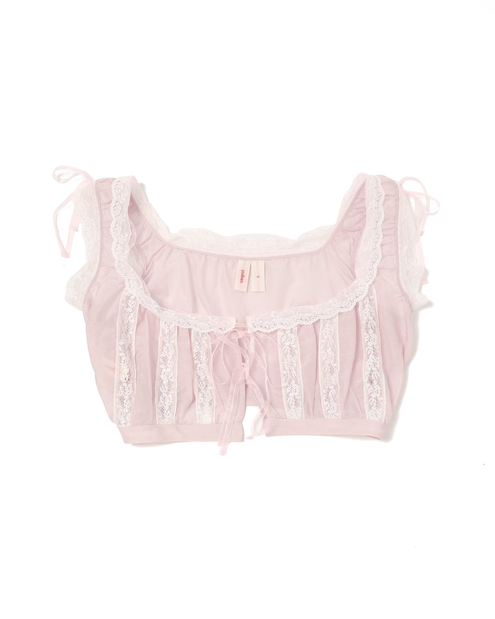 yuhan wanglace ruffled silk cotton top / Pink – POPPY