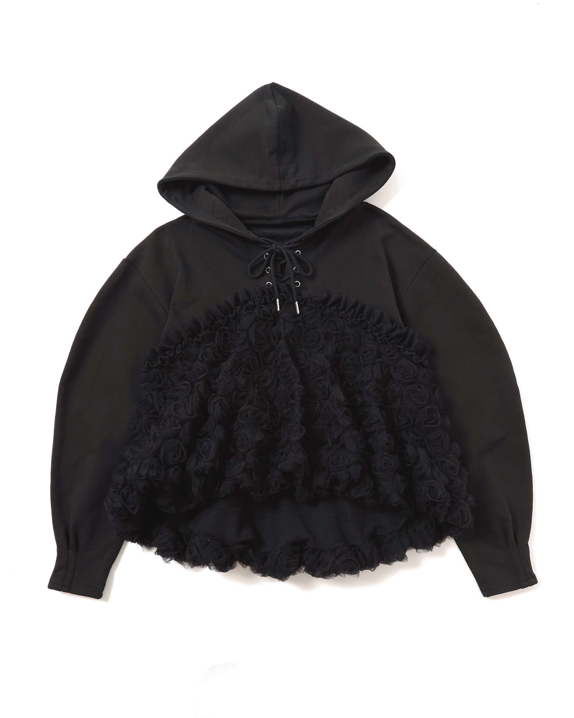 Tulle docking hoodie（black）